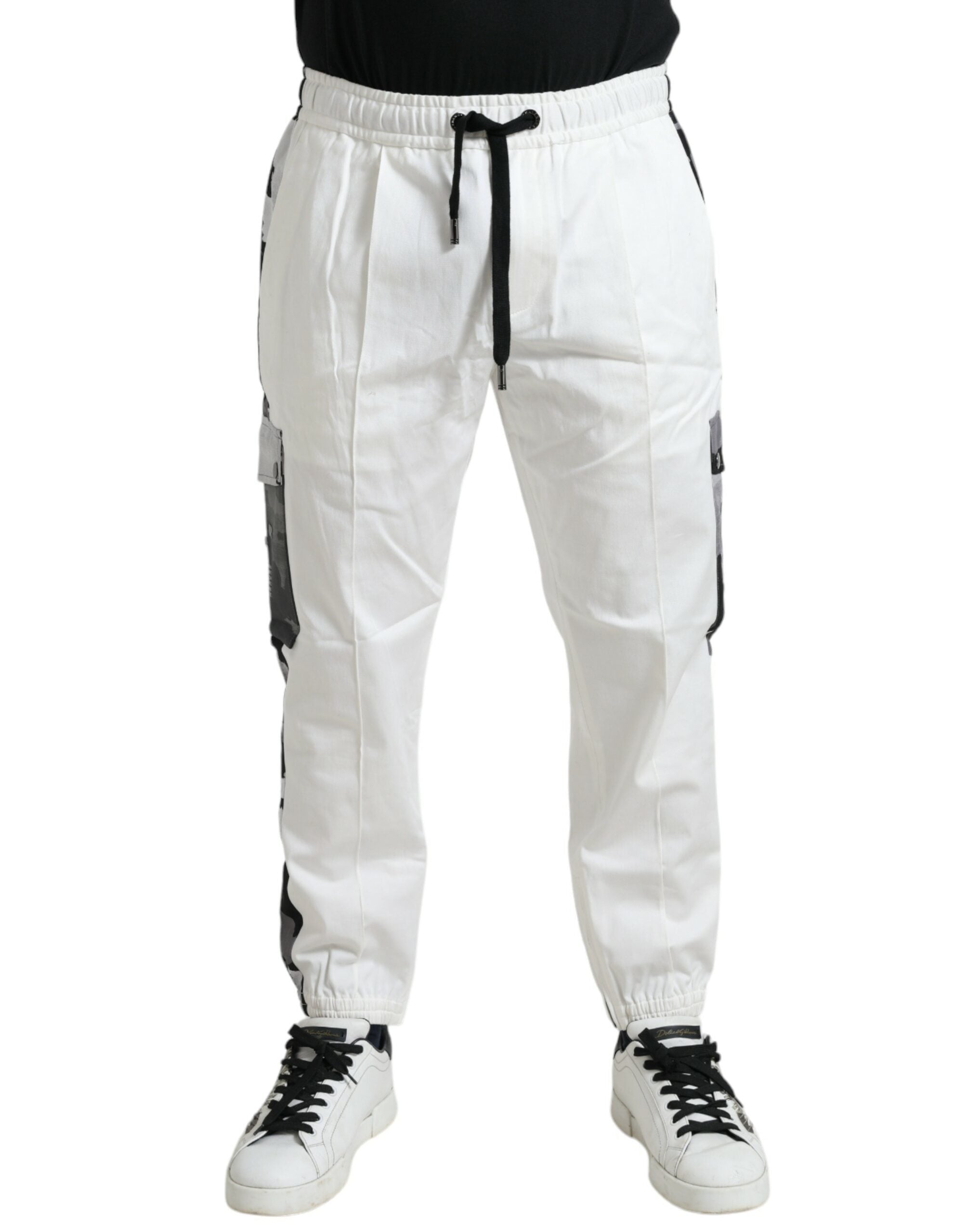 Dolce & Gabbana White Cotton Blend Jogger Men Sweatpants Pants - DEA STILOSA MILANO