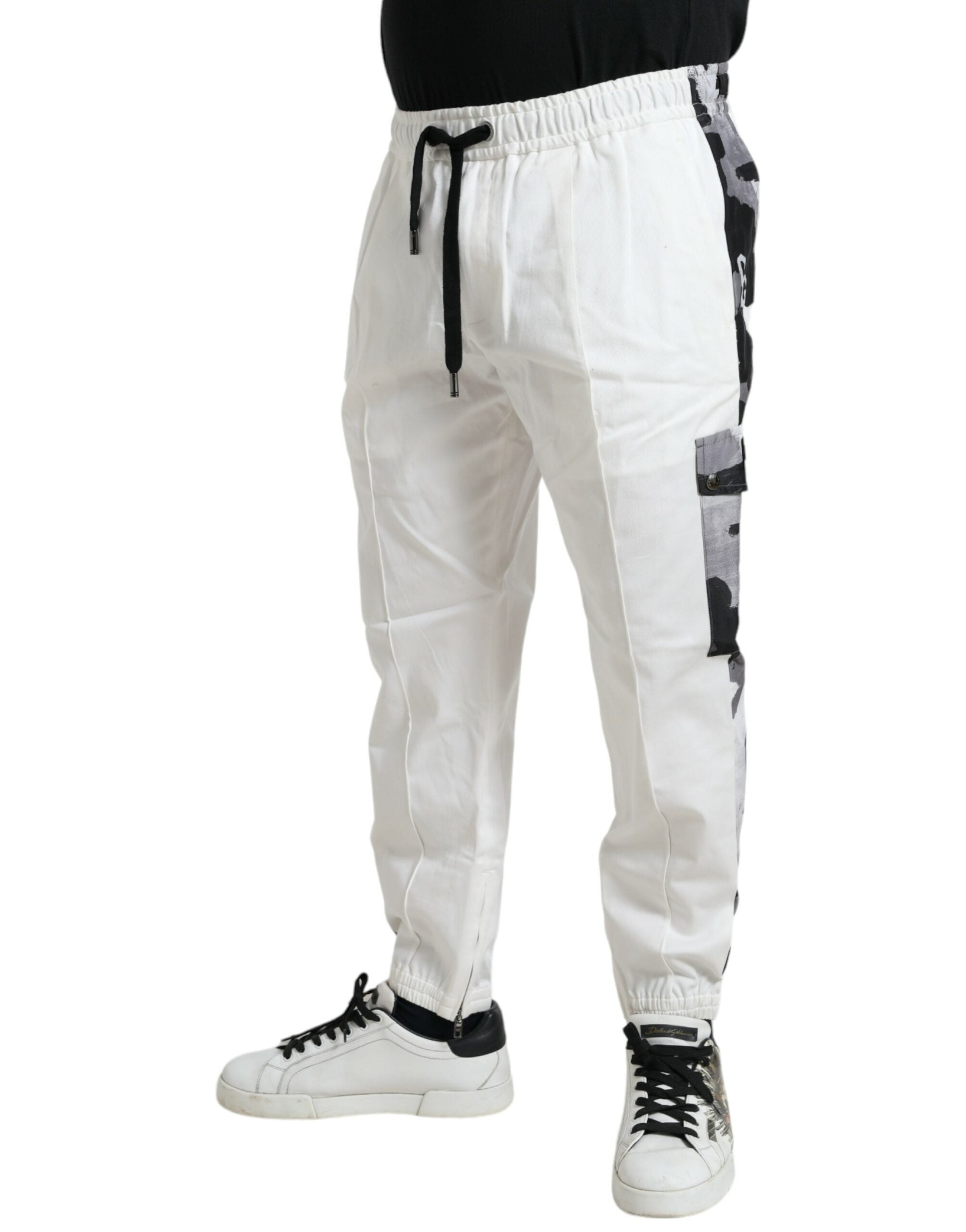 Dolce & Gabbana White Cotton Blend Jogger Men Sweatpants Pants - DEA STILOSA MILANO
