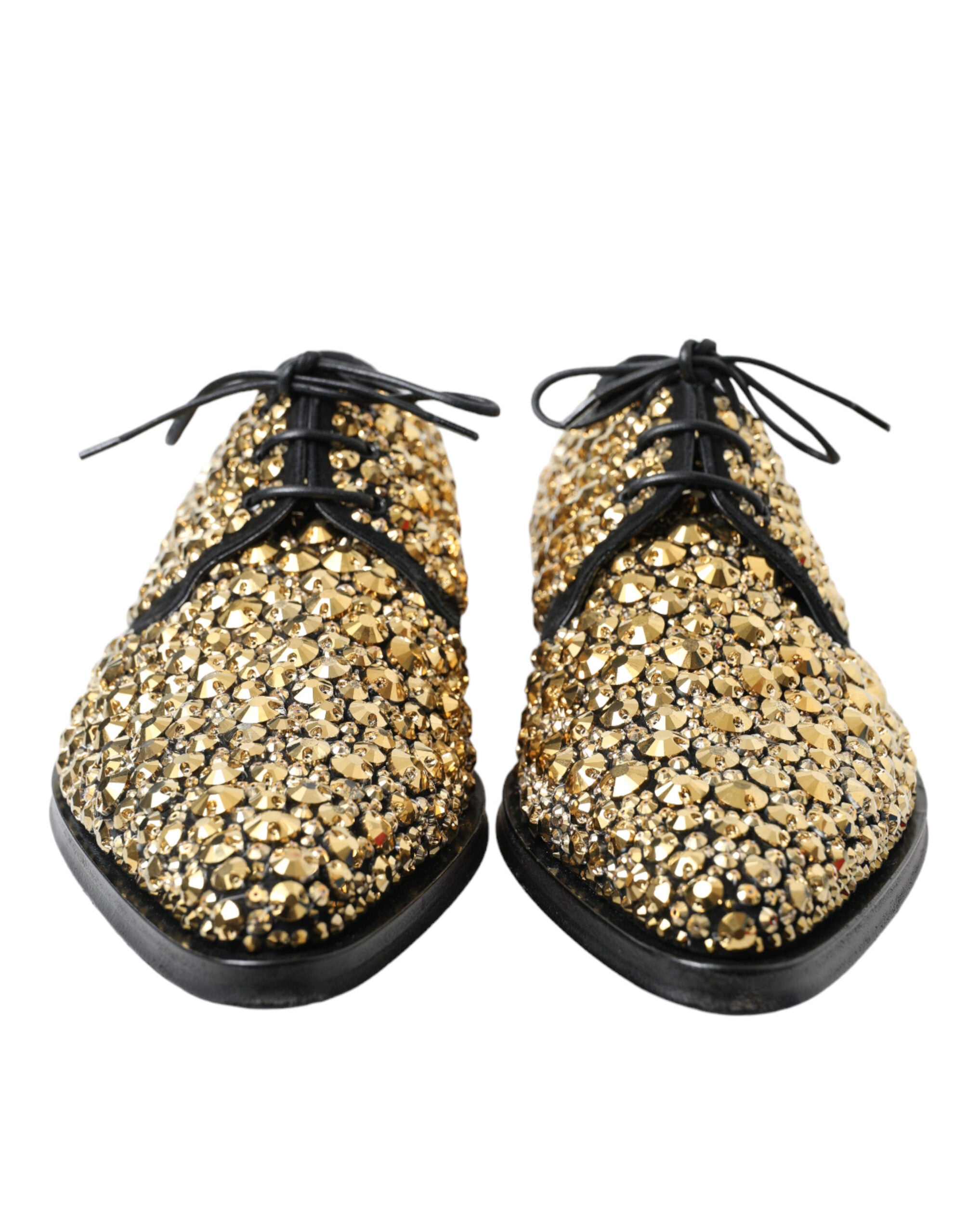 Dolce & Gabbana Black Gold Embellished Derby Dress Shoes - DEA STILOSA MILANO