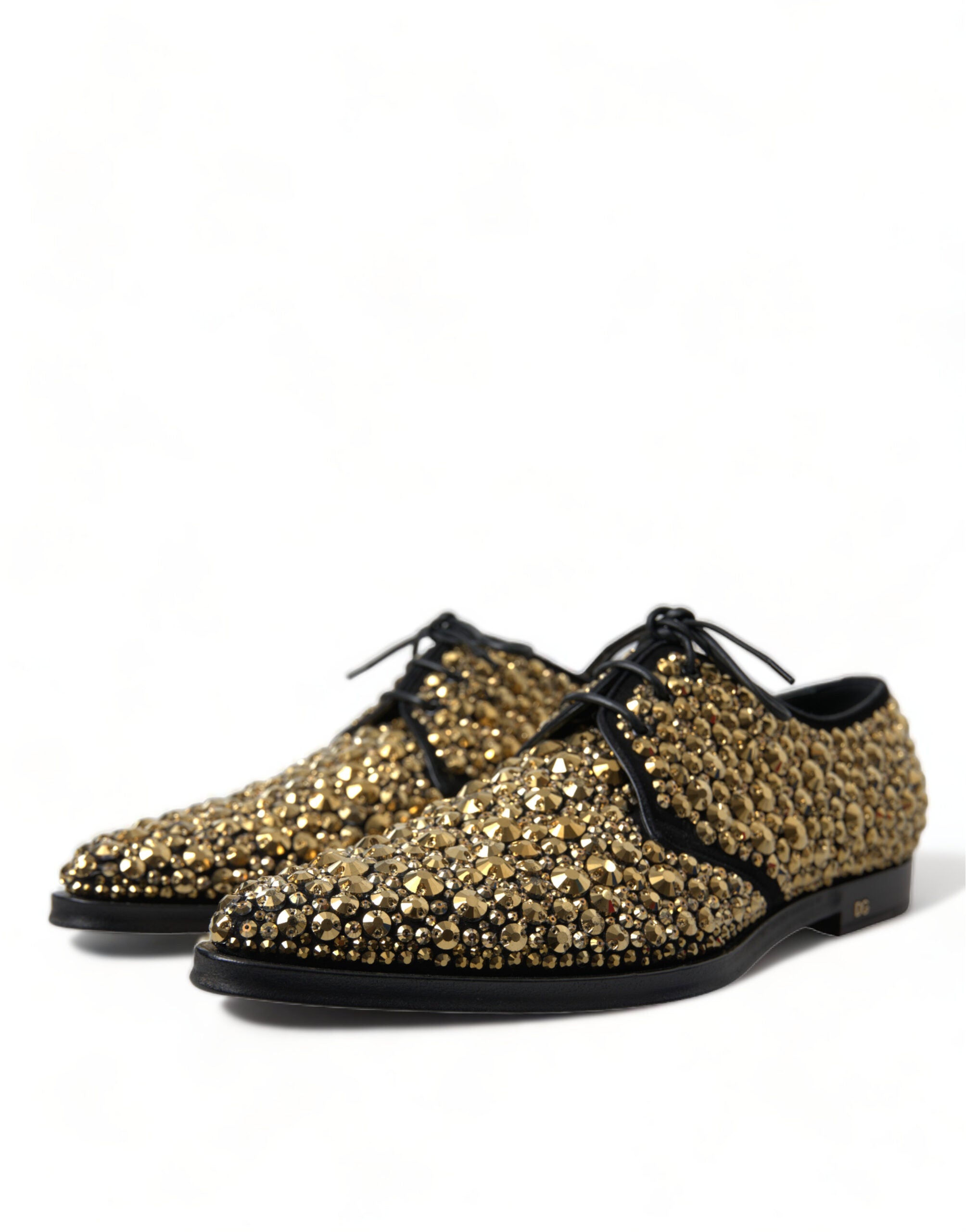 Dolce & Gabbana Black Gold Embellished Derby Dress Shoes - DEA STILOSA MILANO