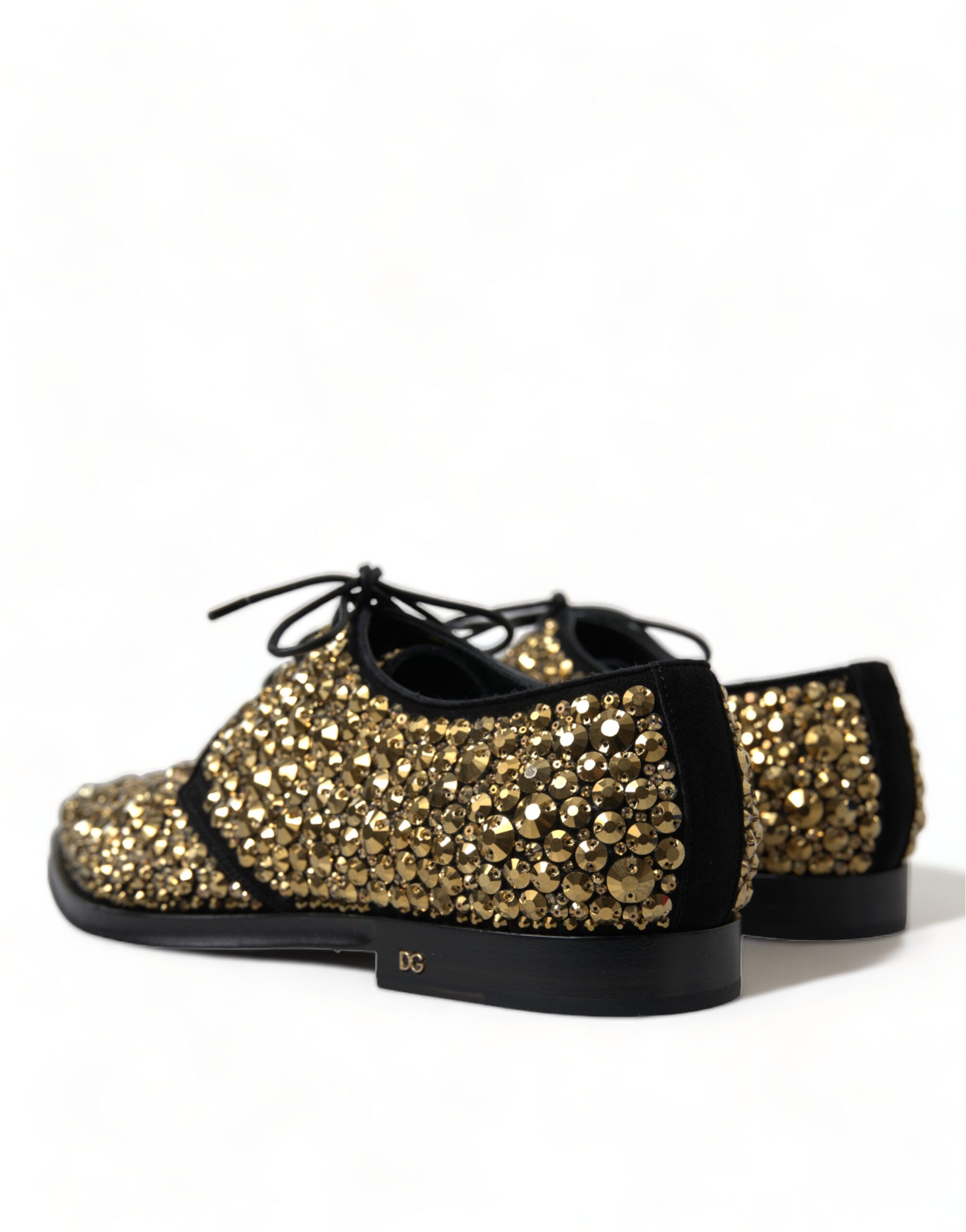 Dolce & Gabbana Black Gold Embellished Derby Dress Shoes - DEA STILOSA MILANO