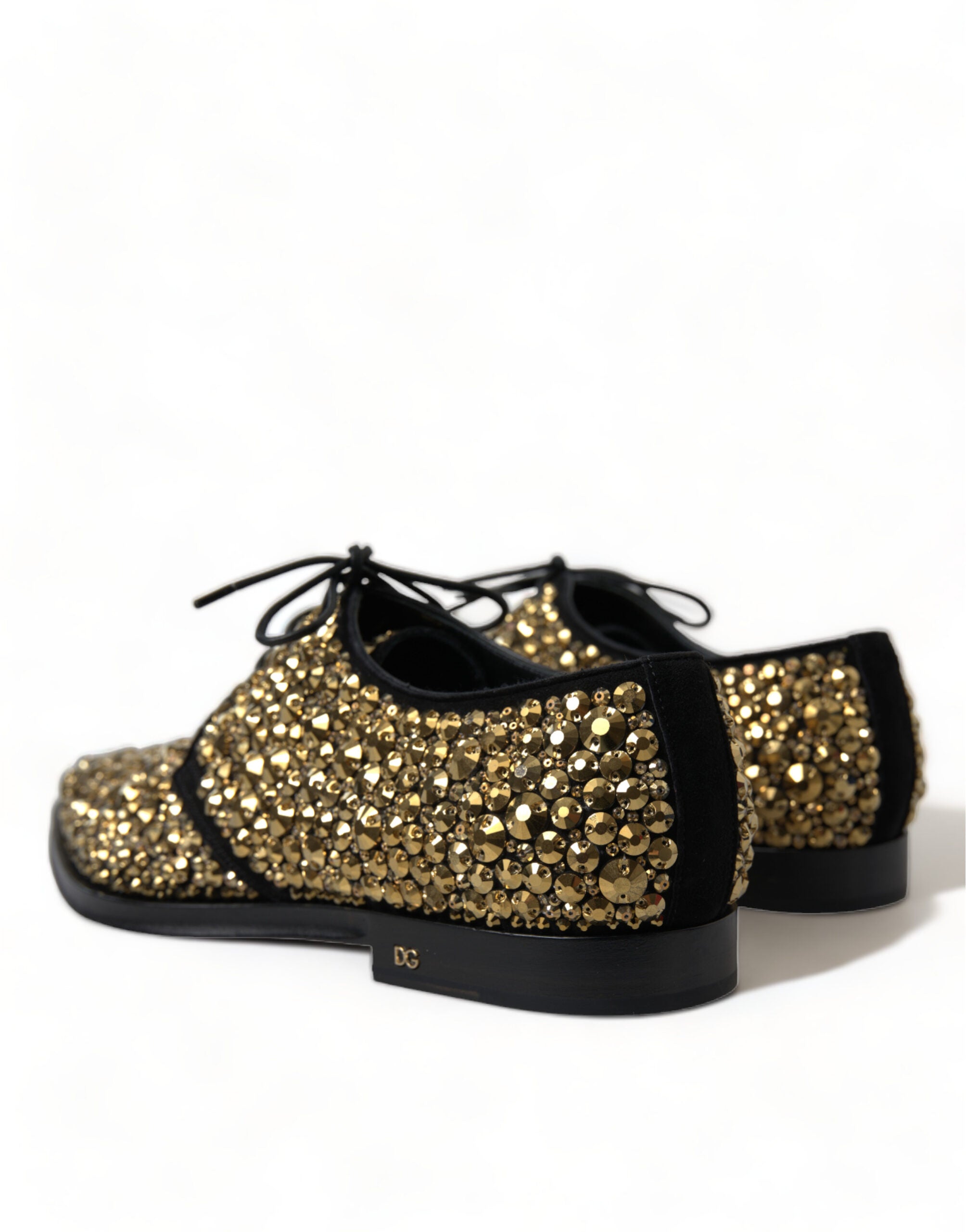 Dolce & Gabbana Black Gold Embellished Derby Dress Shoes - DEA STILOSA MILANO
