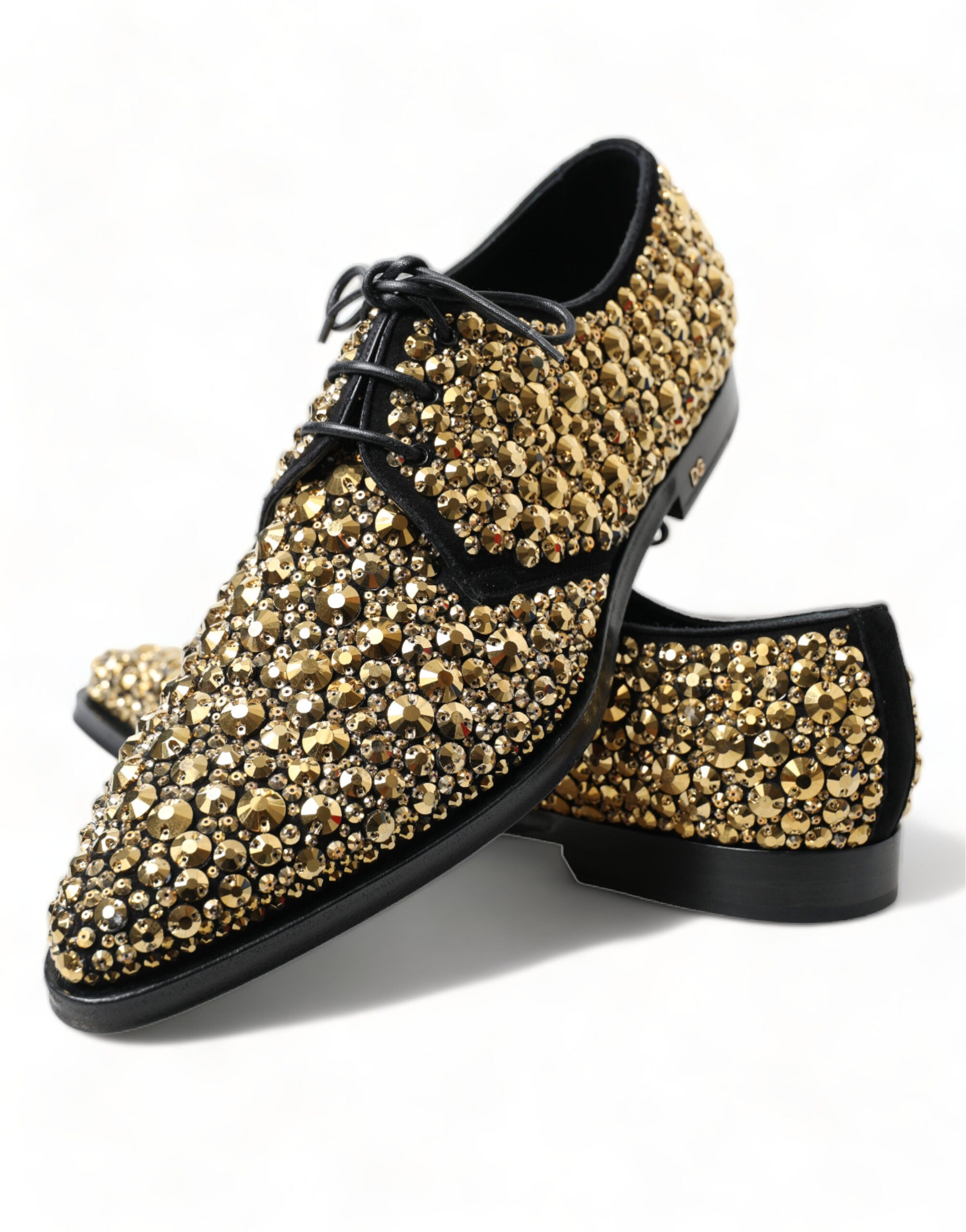 Dolce & Gabbana Black Gold Embellished Derby Dress Shoes - DEA STILOSA MILANO