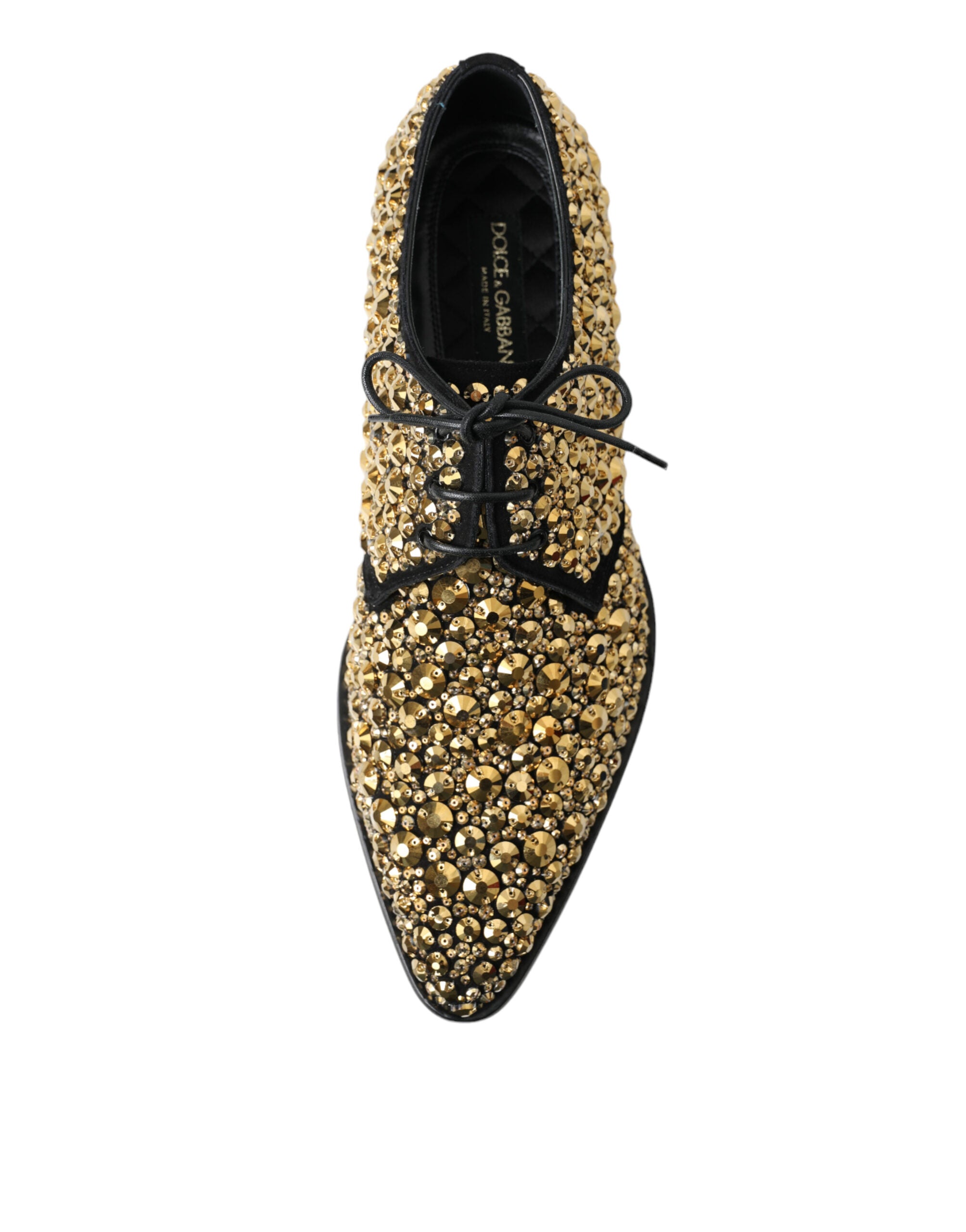 Dolce & Gabbana Black Gold Embellished Derby Dress Shoes - DEA STILOSA MILANO