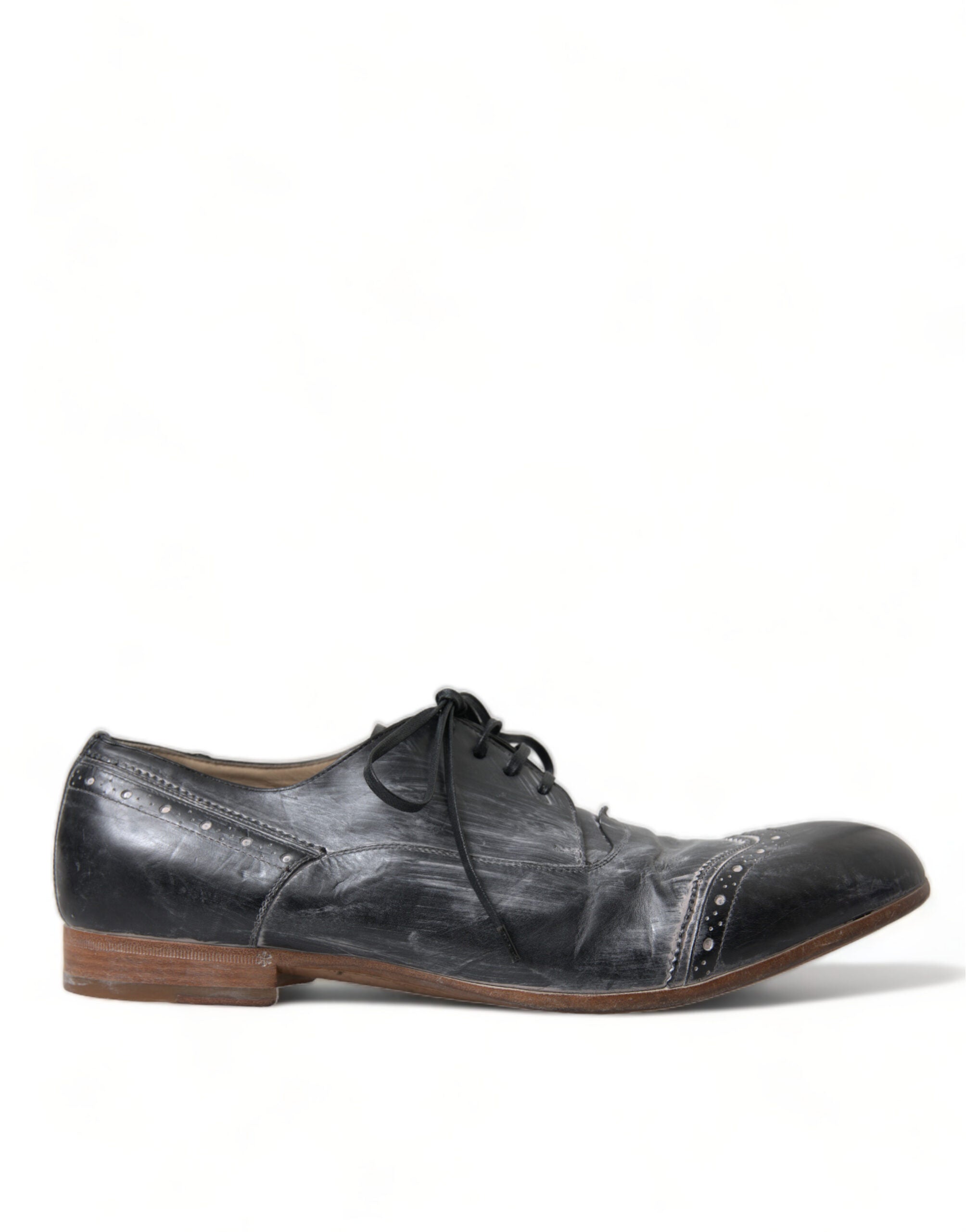 Dolce & Gabbana Black Leather Lace Up Formal Derby Dress Shoes - DEA STILOSA MILANO
