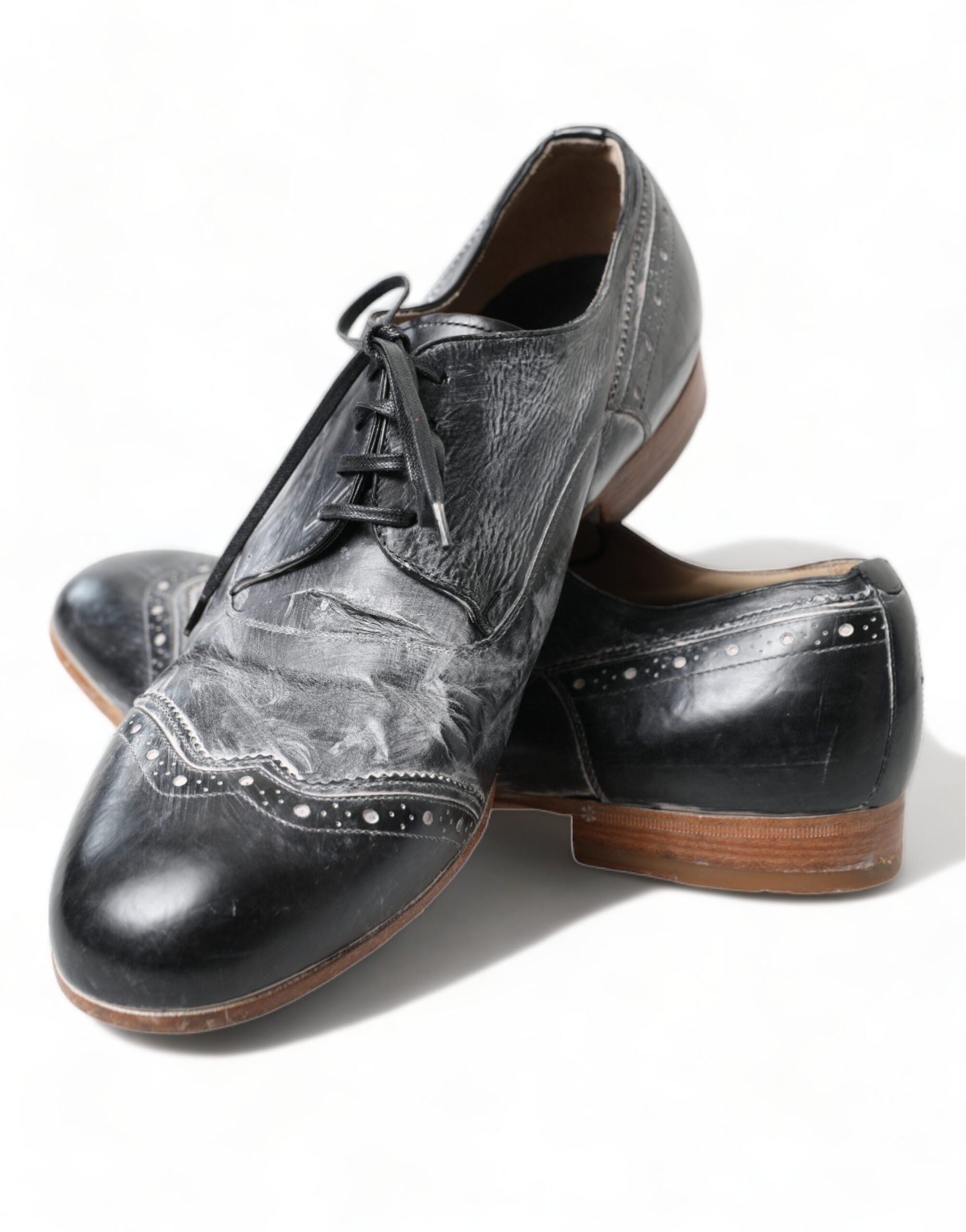 Dolce & Gabbana Black Leather Lace Up Formal Derby Dress Shoes - DEA STILOSA MILANO