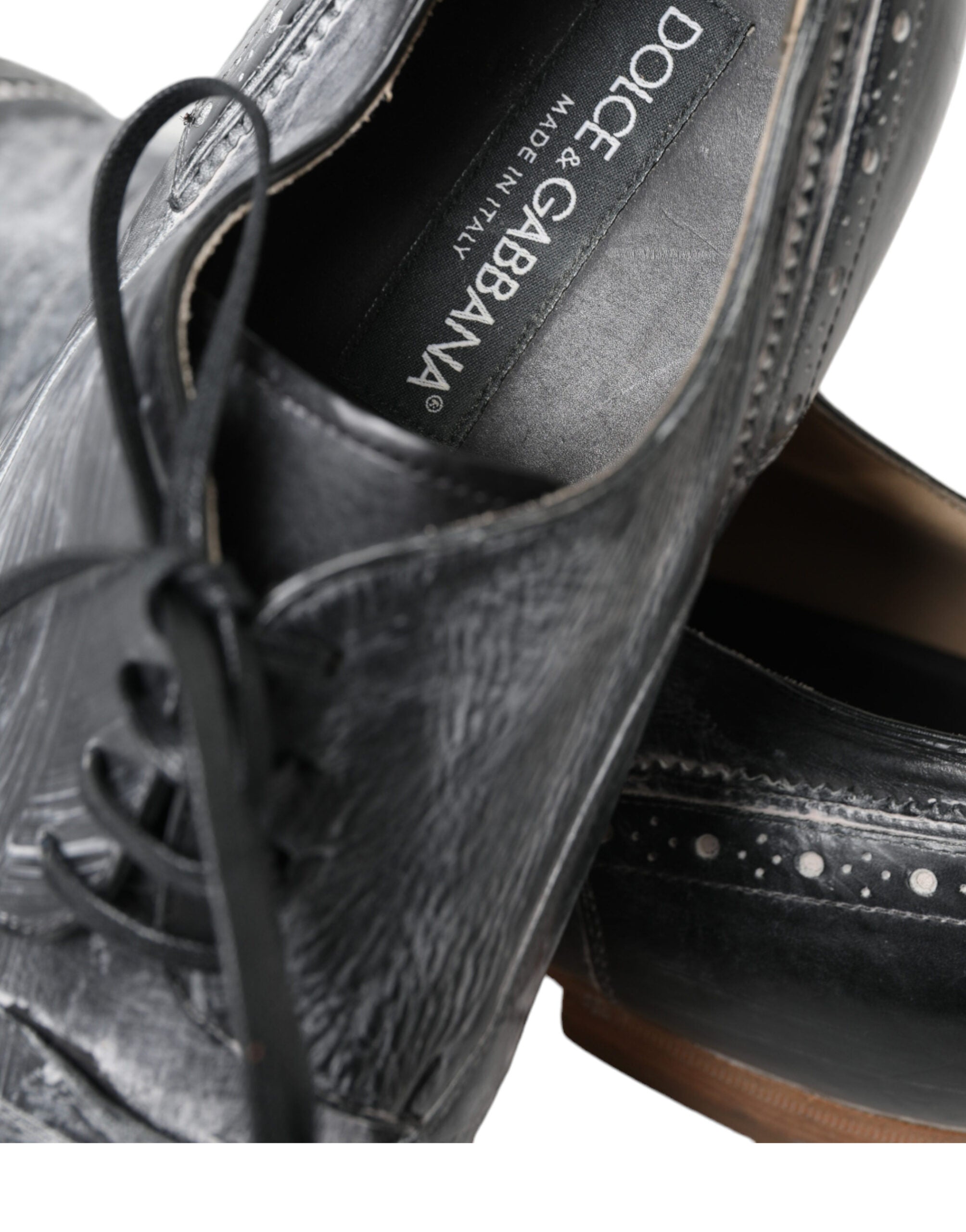 Dolce & Gabbana Black Leather Lace Up Formal Derby Dress Shoes - DEA STILOSA MILANO