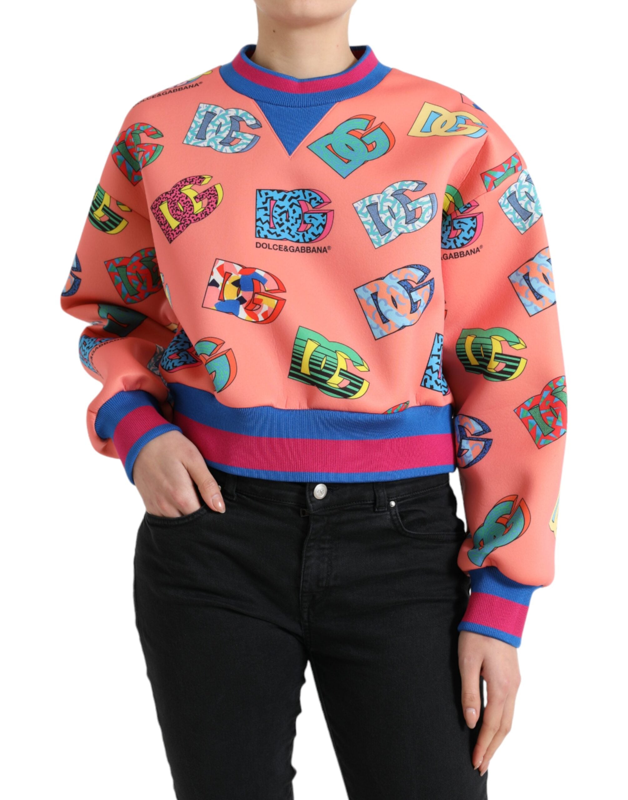Dolce & Gabbana Salmon Pink Logo Print Sweatshirt Sweater - DEA STILOSA MILANO