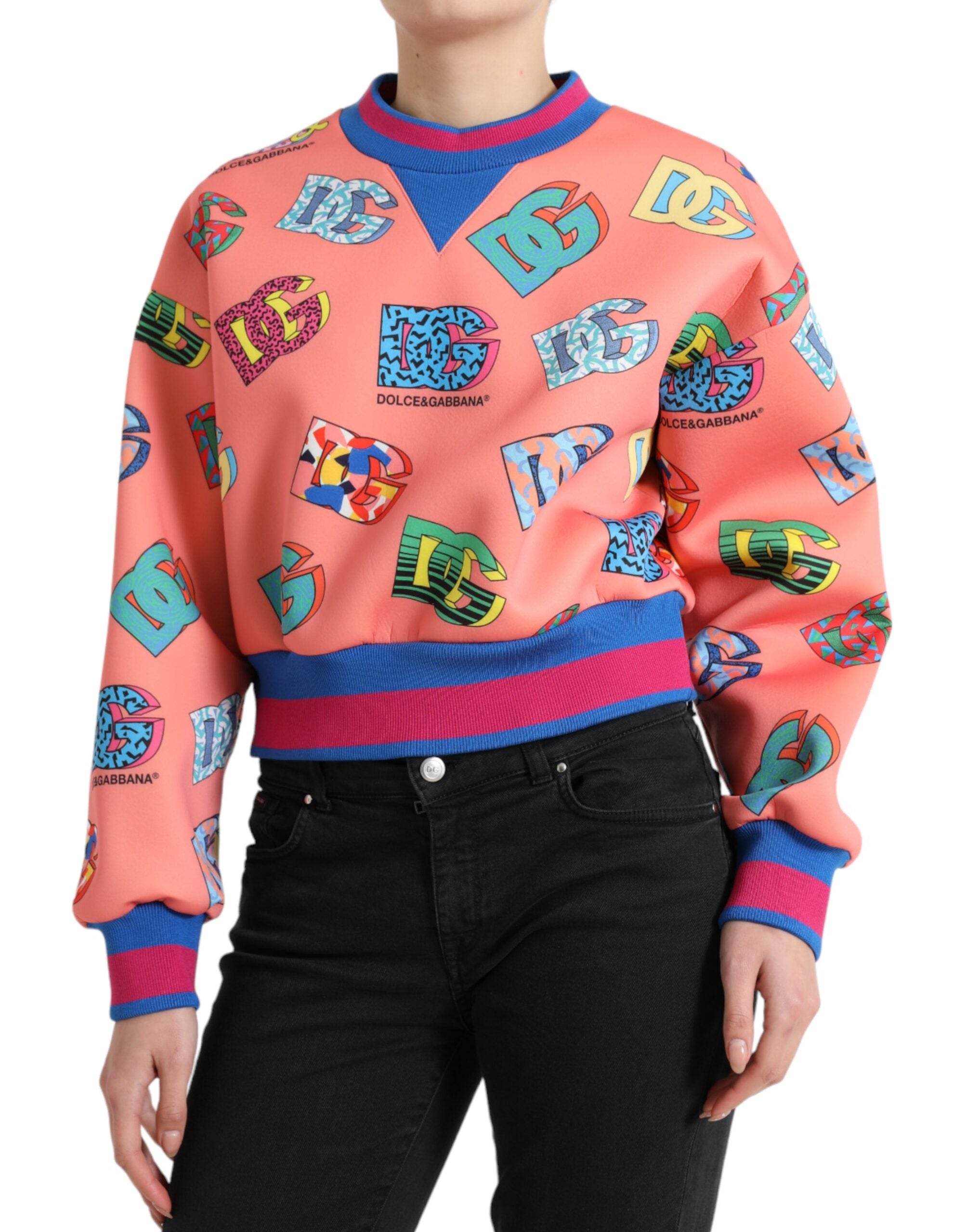 Dolce & Gabbana Salmon Pink Logo Print Sweatshirt Sweater - DEA STILOSA MILANO