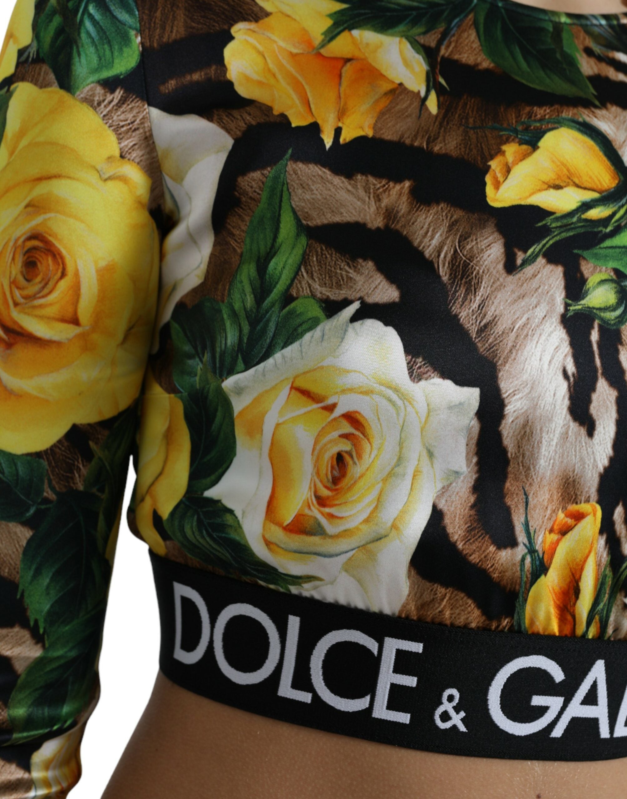 Dolce & Gabbana Multicolor Floral Long Sleeves Cropped Top - DEA STILOSA MILANO