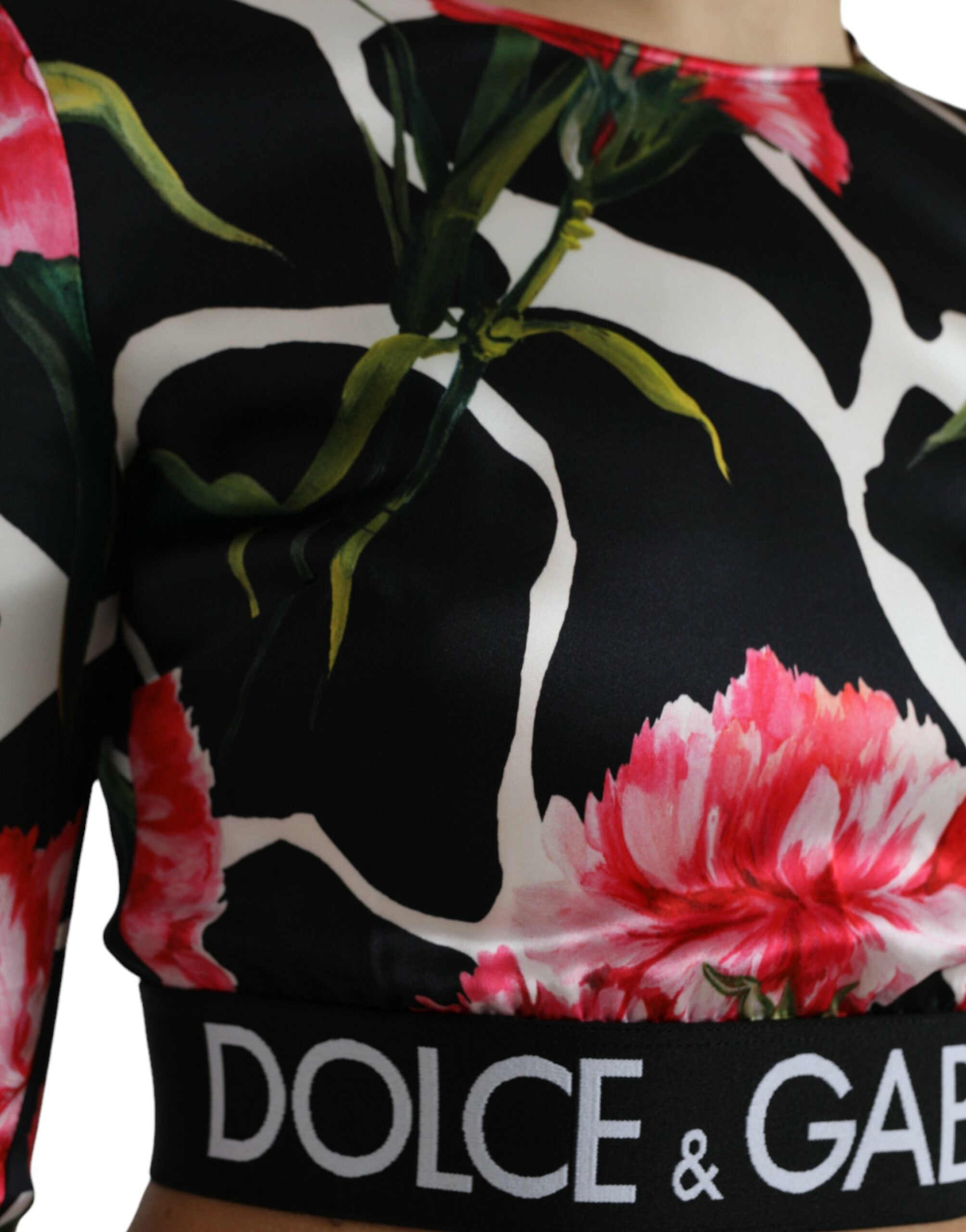 Dolce & Gabbana Multicolor Floral Long Sleeves Cropped Top - DEA STILOSA MILANO