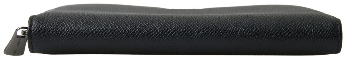 Dolce & Gabbana Black Leather Zip Around Continental Men Wallet - DEA STILOSA MILANO