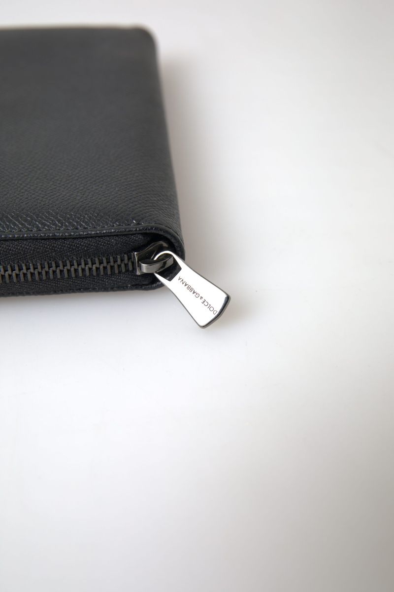 Dolce & Gabbana Black Leather Zip Around Continental Men Wallet - DEA STILOSA MILANO