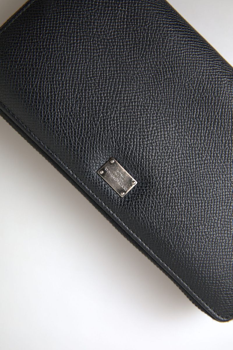 Dolce & Gabbana Black Leather Zip Around Continental Men Wallet - DEA STILOSA MILANO