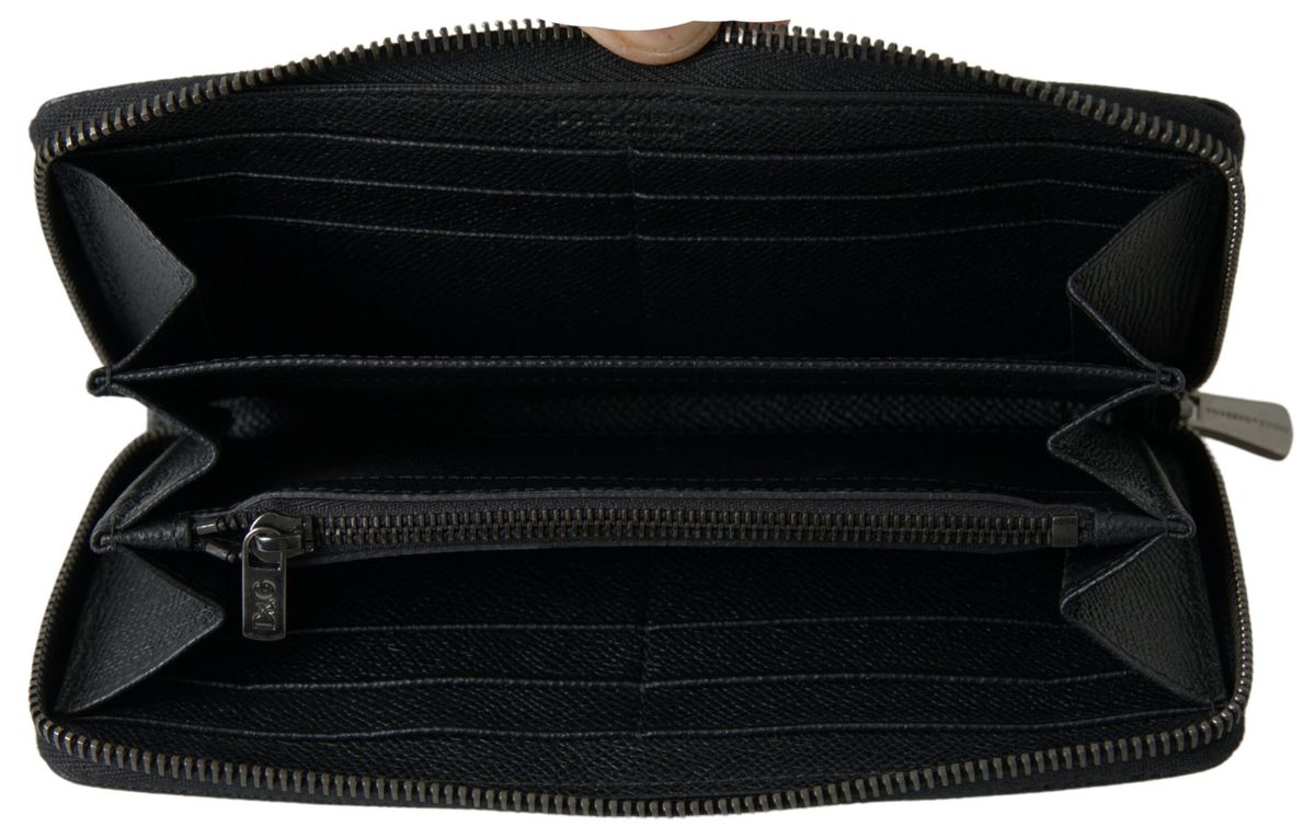 Dolce & Gabbana Black Leather Zip Around Continental Men Wallet - DEA STILOSA MILANO