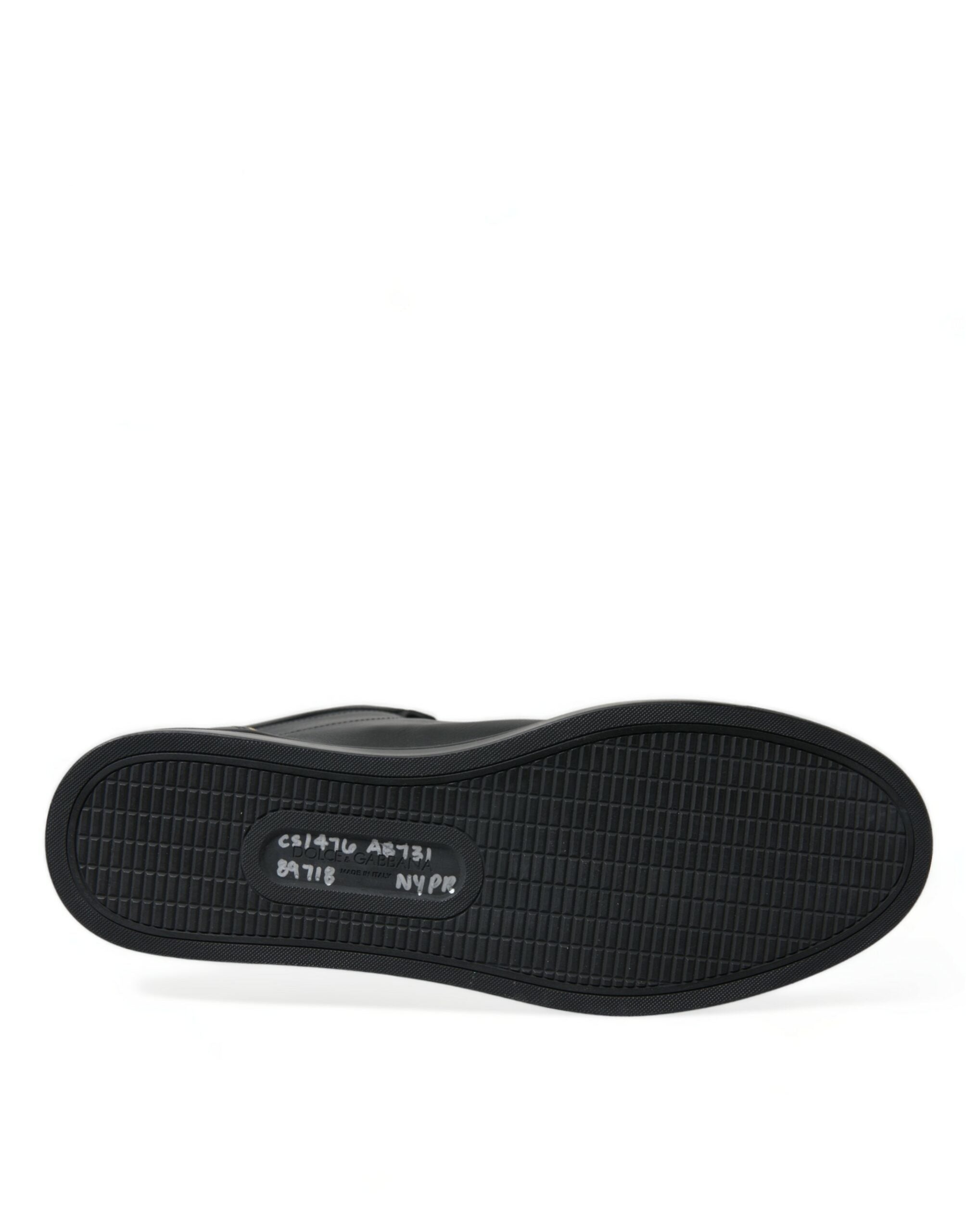 Dolce & Gabbana Black Crown Bee logo Mid Top Portofino Sneakers Shoes - DEA STILOSA MILANO