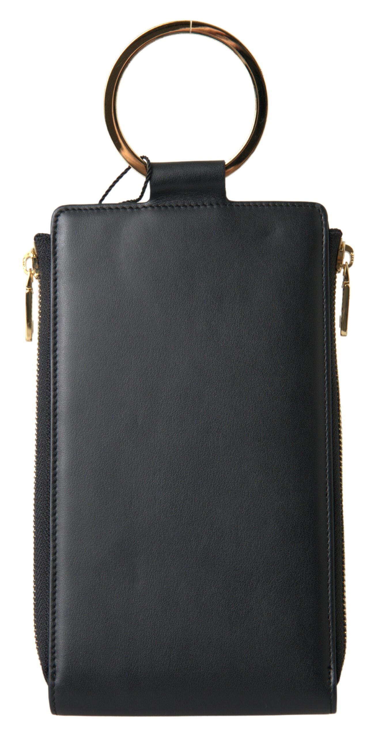 Dolce & Gabbana Black Leather DG Logo Gold Zip Card Holder Men Wallet - DEA STILOSA MILANO