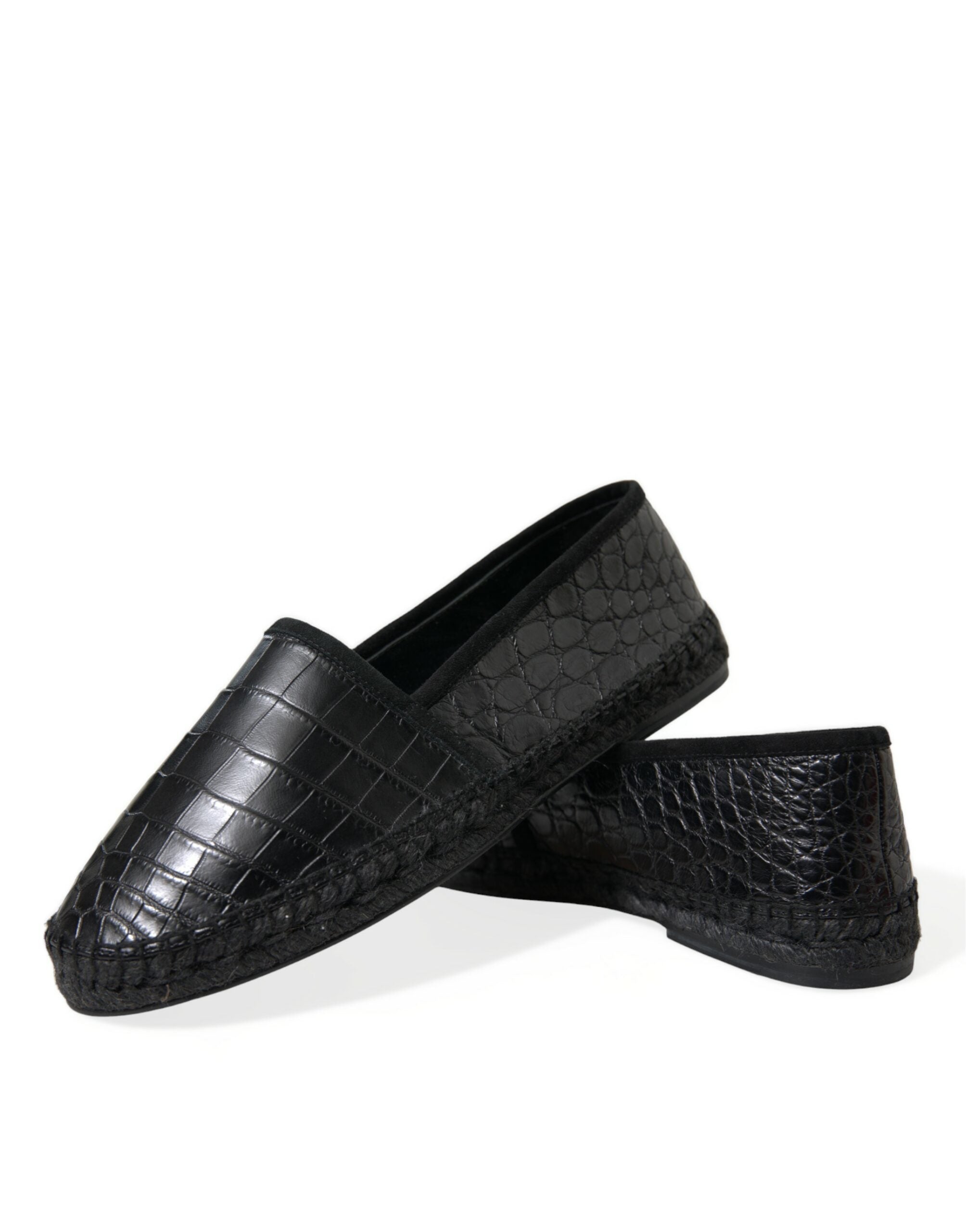 Dolce & Gabbana Black Exotic Leather Espadrilles Slip On Shoes - DEA STILOSA MILANO