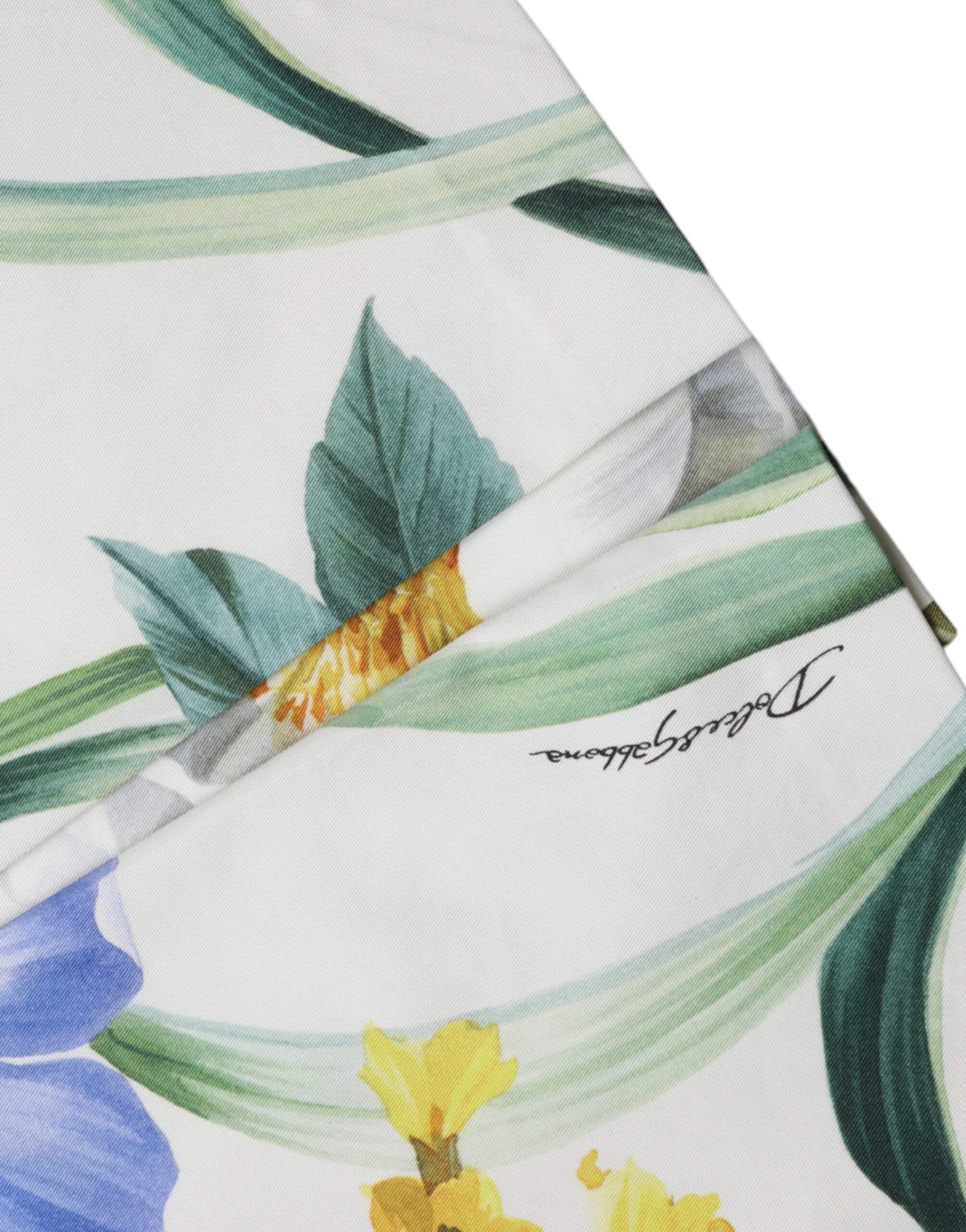 Dolce & Gabbana White Floral A-line High Waist Mini Skirt - DEA STILOSA MILANO