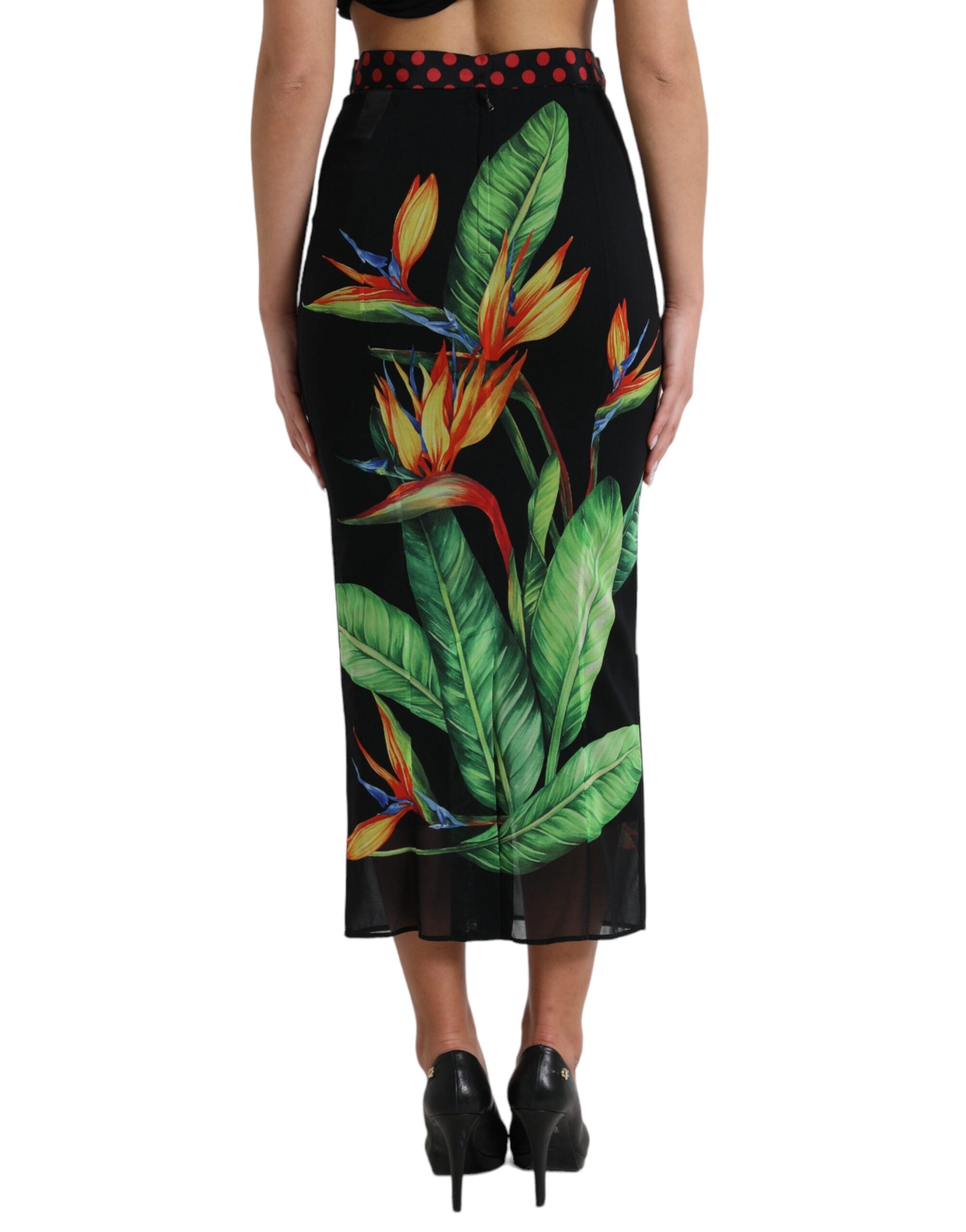Dolce & Gabbana Black Strelitzia High Waist Pencil Cut Skirt - DEA STILOSA MILANO