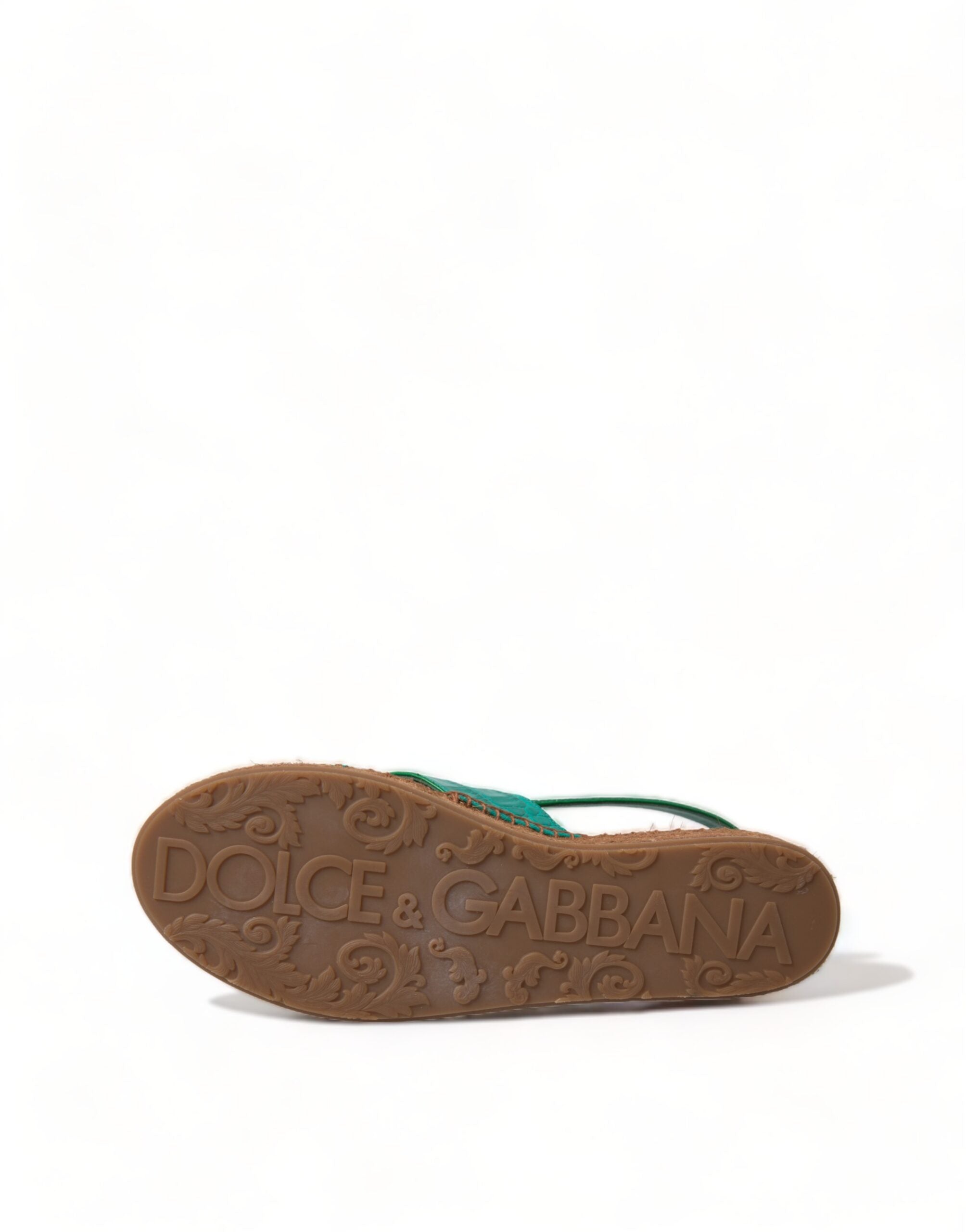 Dolce & Gabbana Green Leather Platform Espadrille Sandal Shoes - DEA STILOSA MILANO