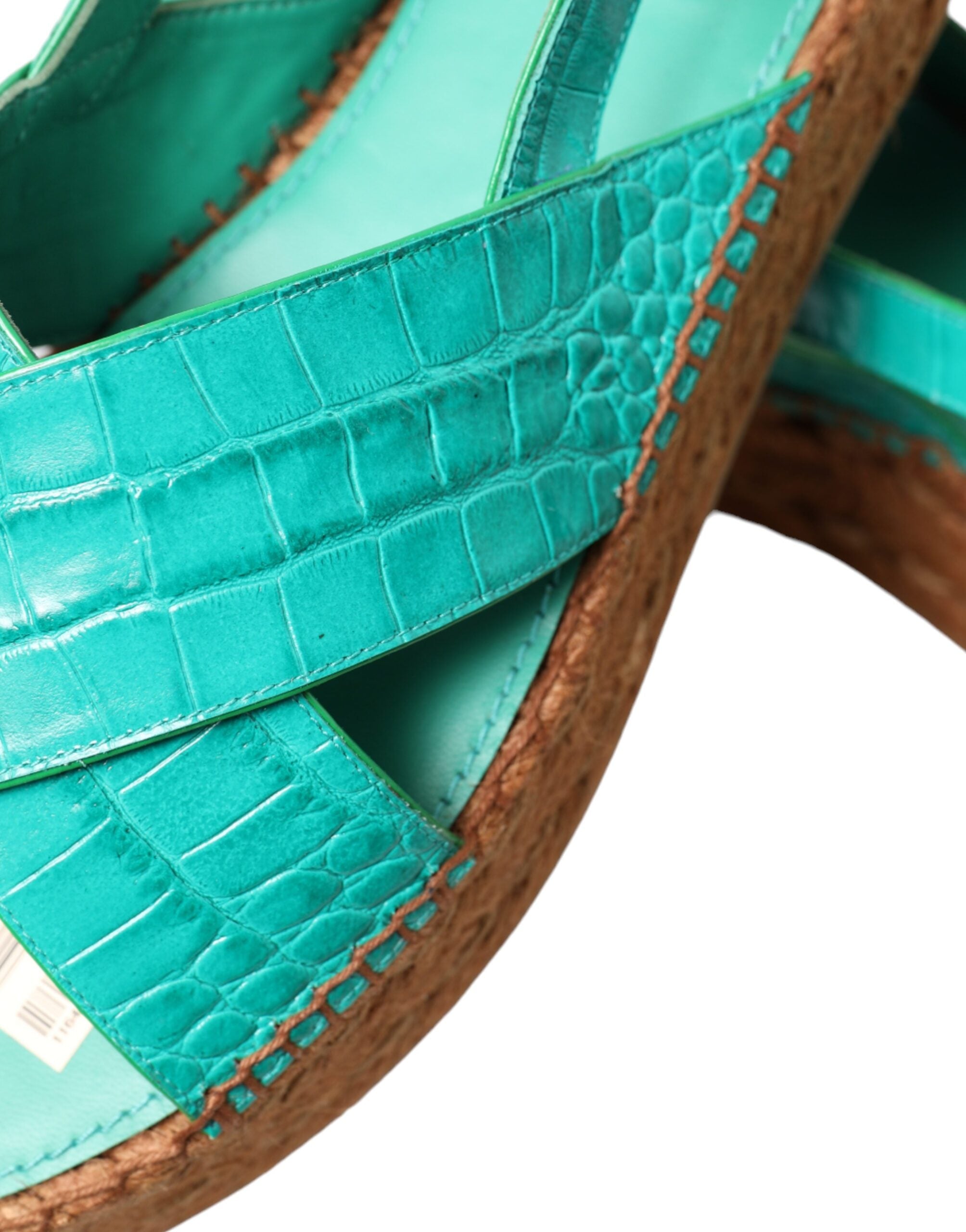 Dolce & Gabbana Green Leather Platform Espadrille Sandal Shoes - DEA STILOSA MILANO