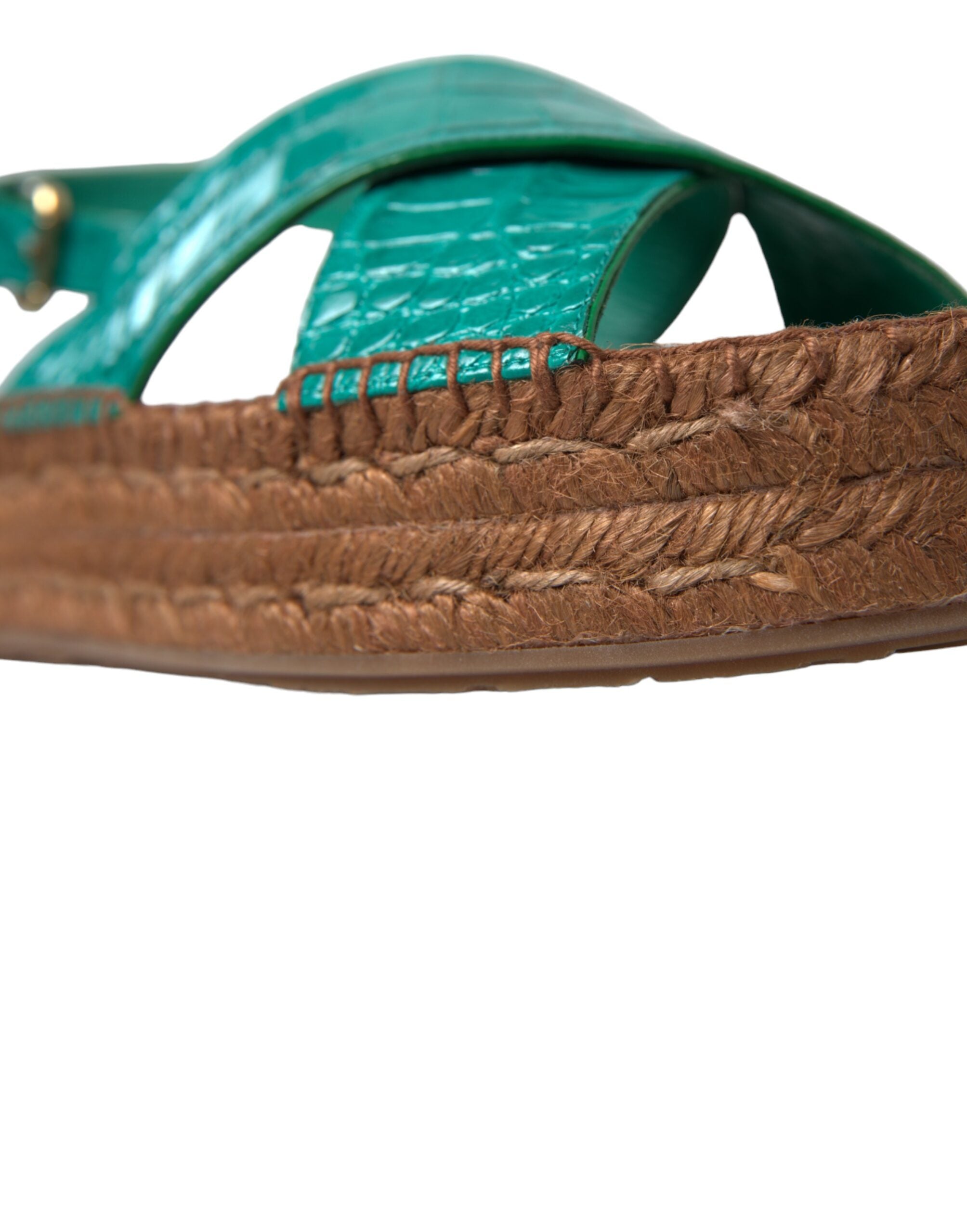 Dolce & Gabbana Green Leather Platform Espadrille Sandal Shoes - DEA STILOSA MILANO