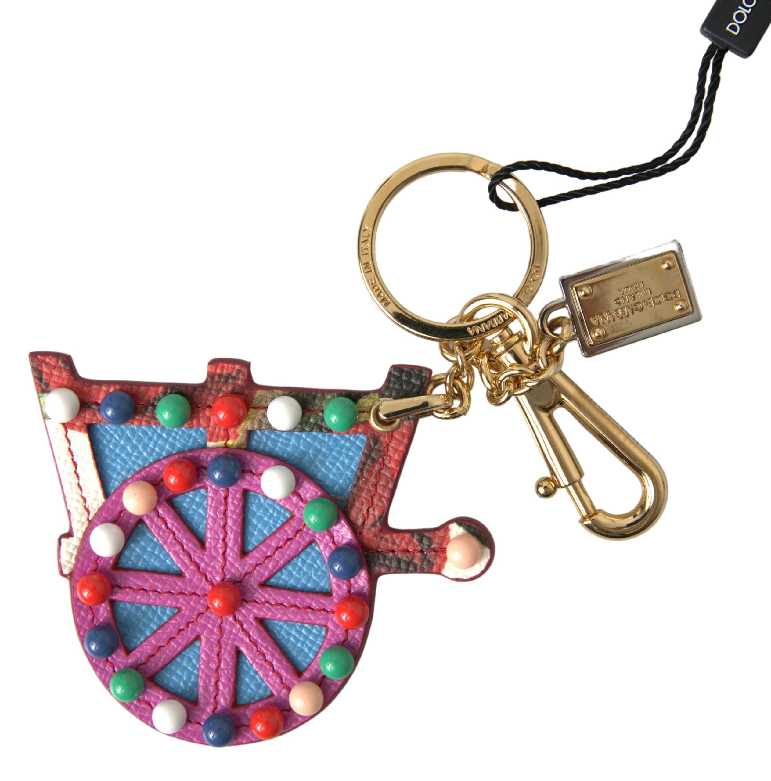 Dolce & Gabbana Multicolor Gold Tone Carretto Keychain Accessory Keyring - DEA STILOSA MILANO