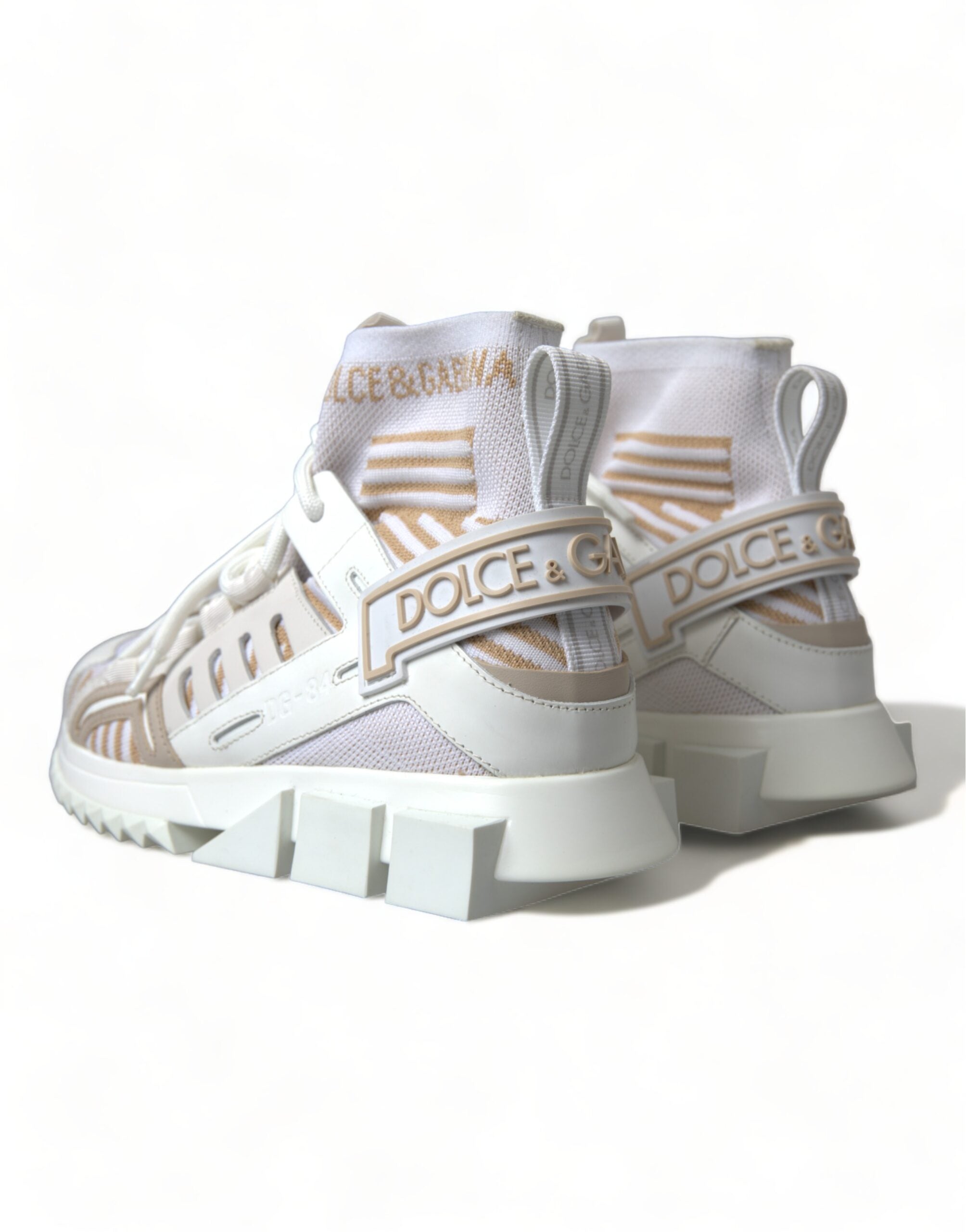 Dolce & Gabbana White Beige Sorrento Socks Sneakers Shoes - DEA STILOSA MILANO