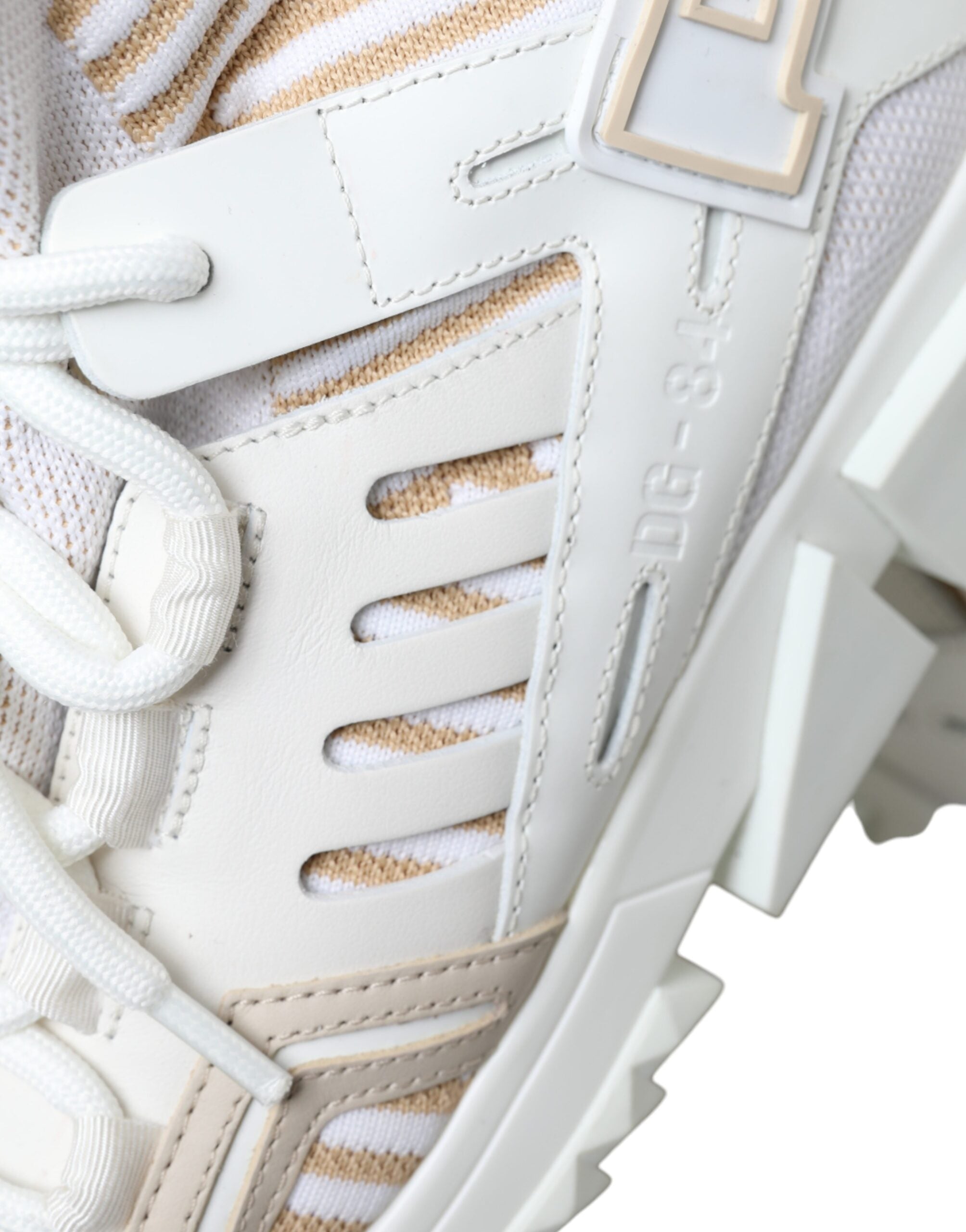 Dolce & Gabbana White Beige Sorrento Socks Sneakers Shoes - DEA STILOSA MILANO
