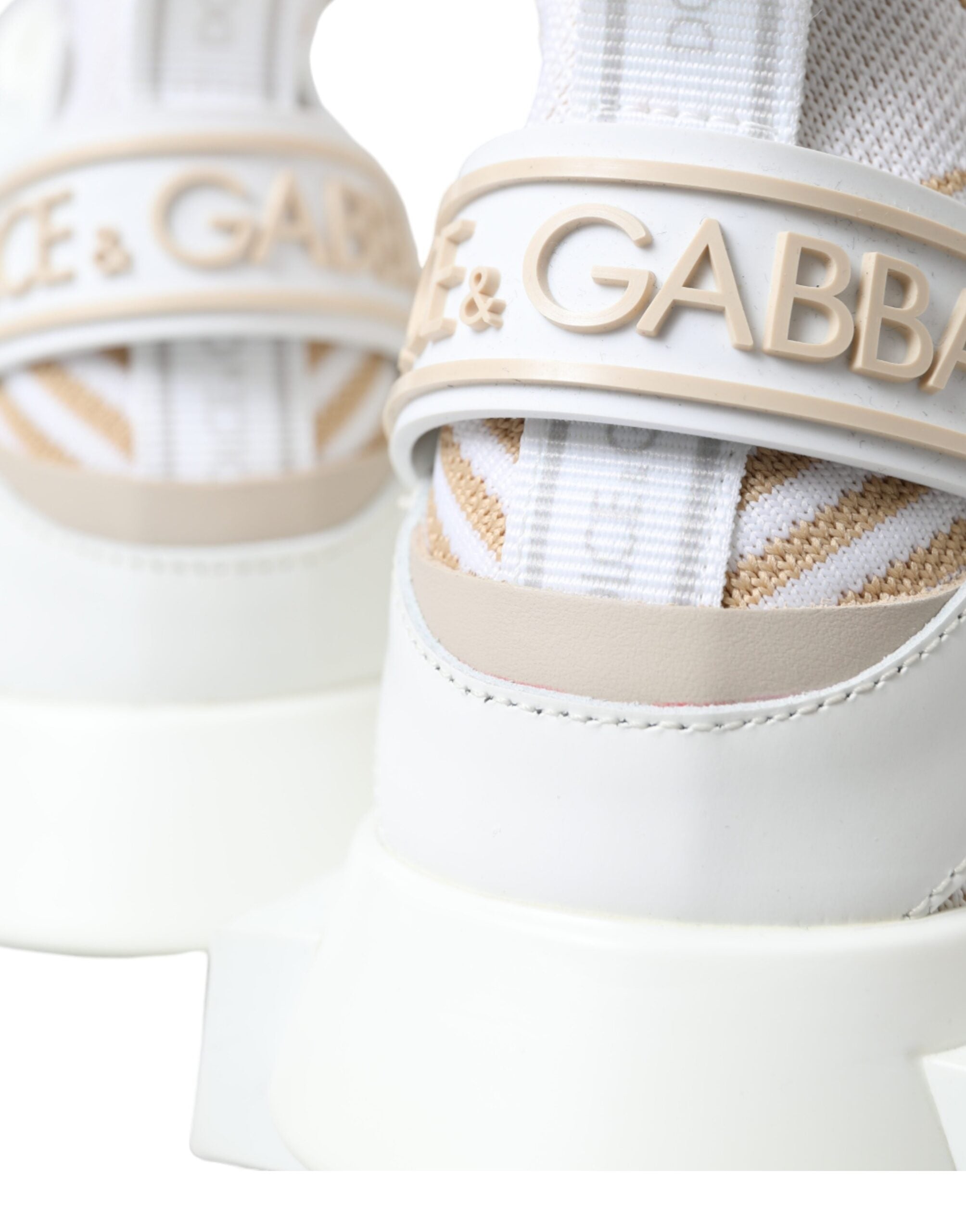 Dolce & Gabbana White Beige Sorrento Socks Sneakers Shoes - DEA STILOSA MILANO
