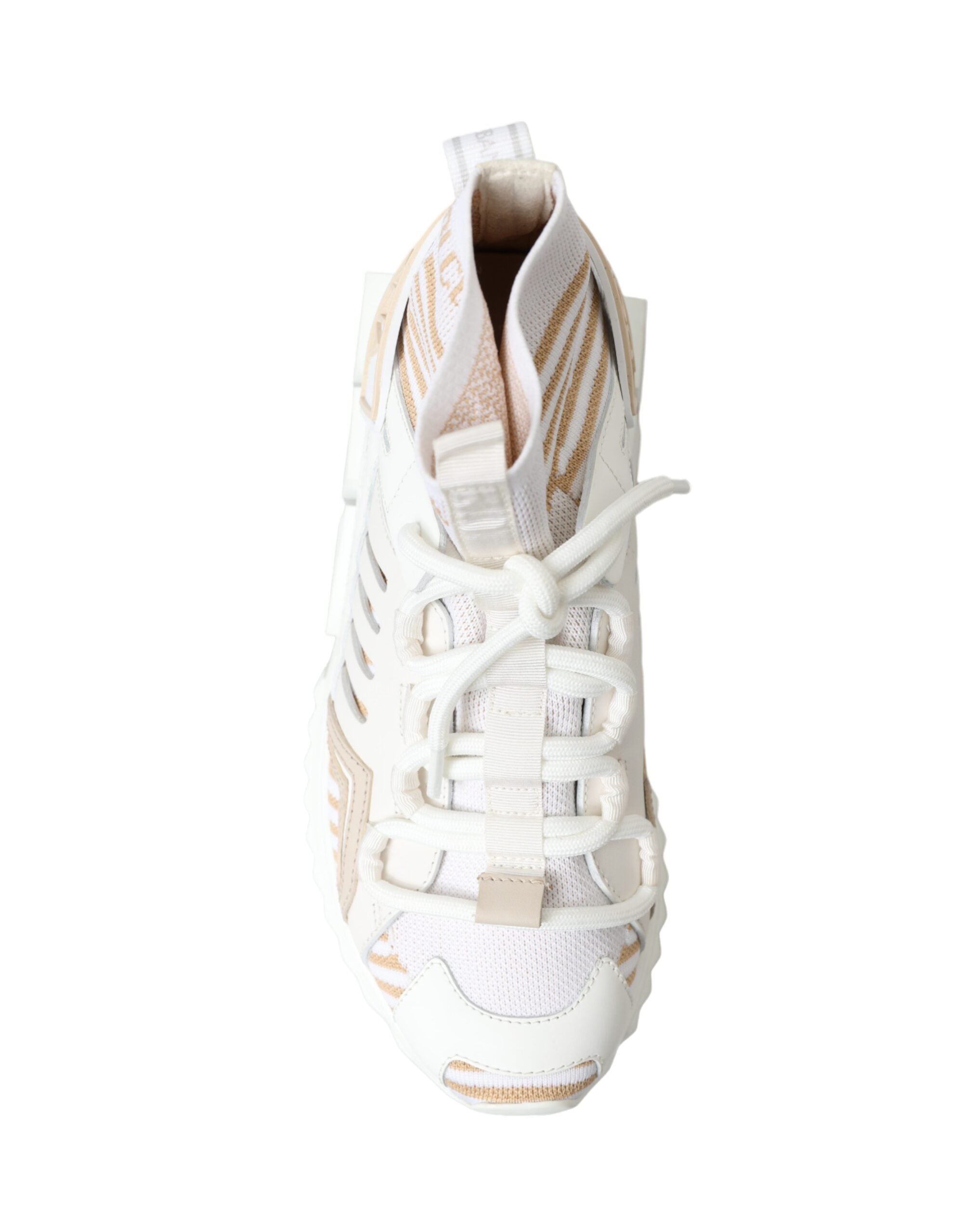 Dolce & Gabbana White Beige Sorrento Socks Sneakers Shoes - DEA STILOSA MILANO