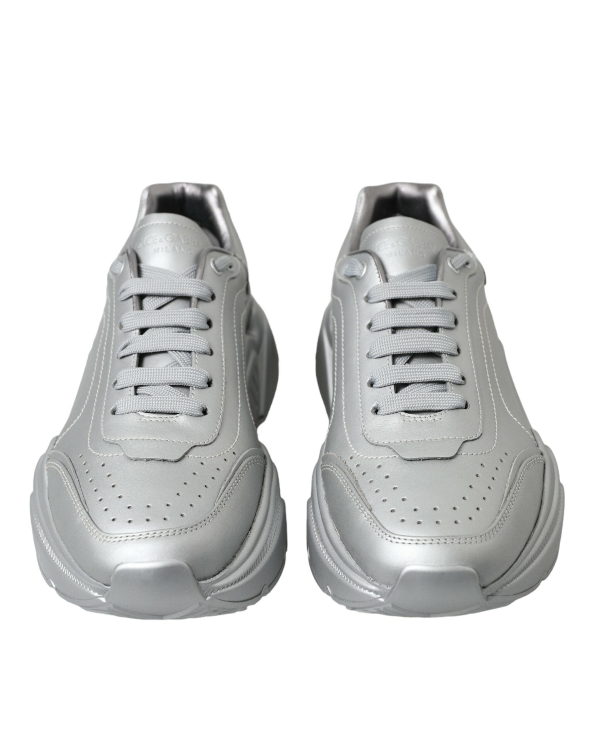 Dolce & Gabbana Silver DAYMASTER Leather Men Casual Sneakers Shoes - DEA STILOSA MILANO