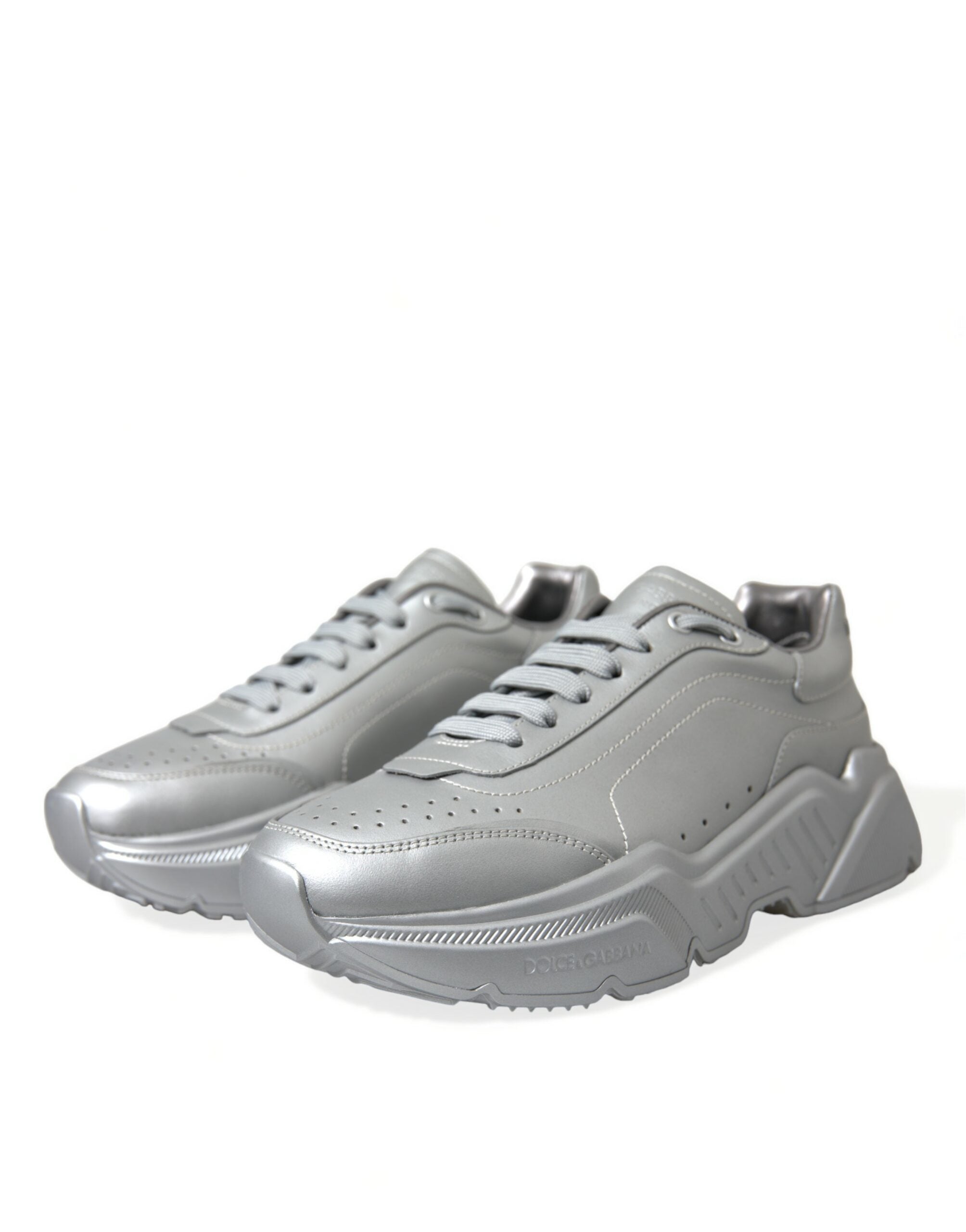 Dolce & Gabbana Silver DAYMASTER Leather Men Casual Sneakers Shoes - DEA STILOSA MILANO