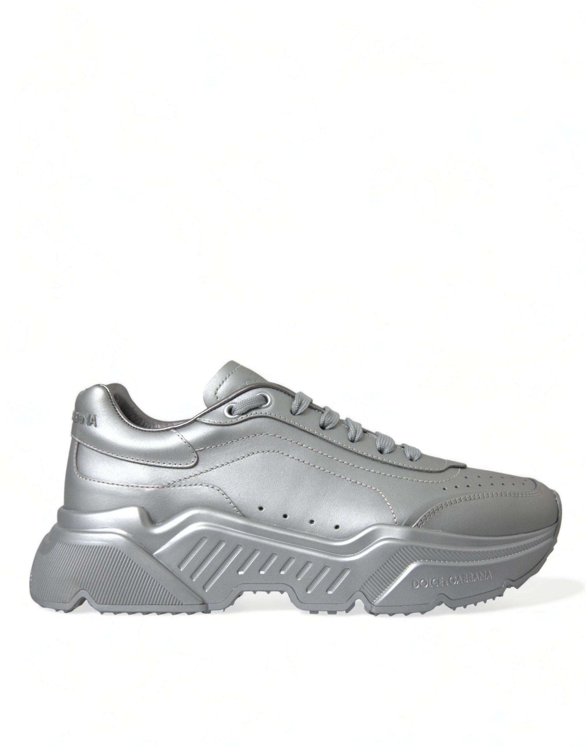 Dolce & Gabbana Silver DAYMASTER Leather Men Casual Sneakers Shoes - DEA STILOSA MILANO