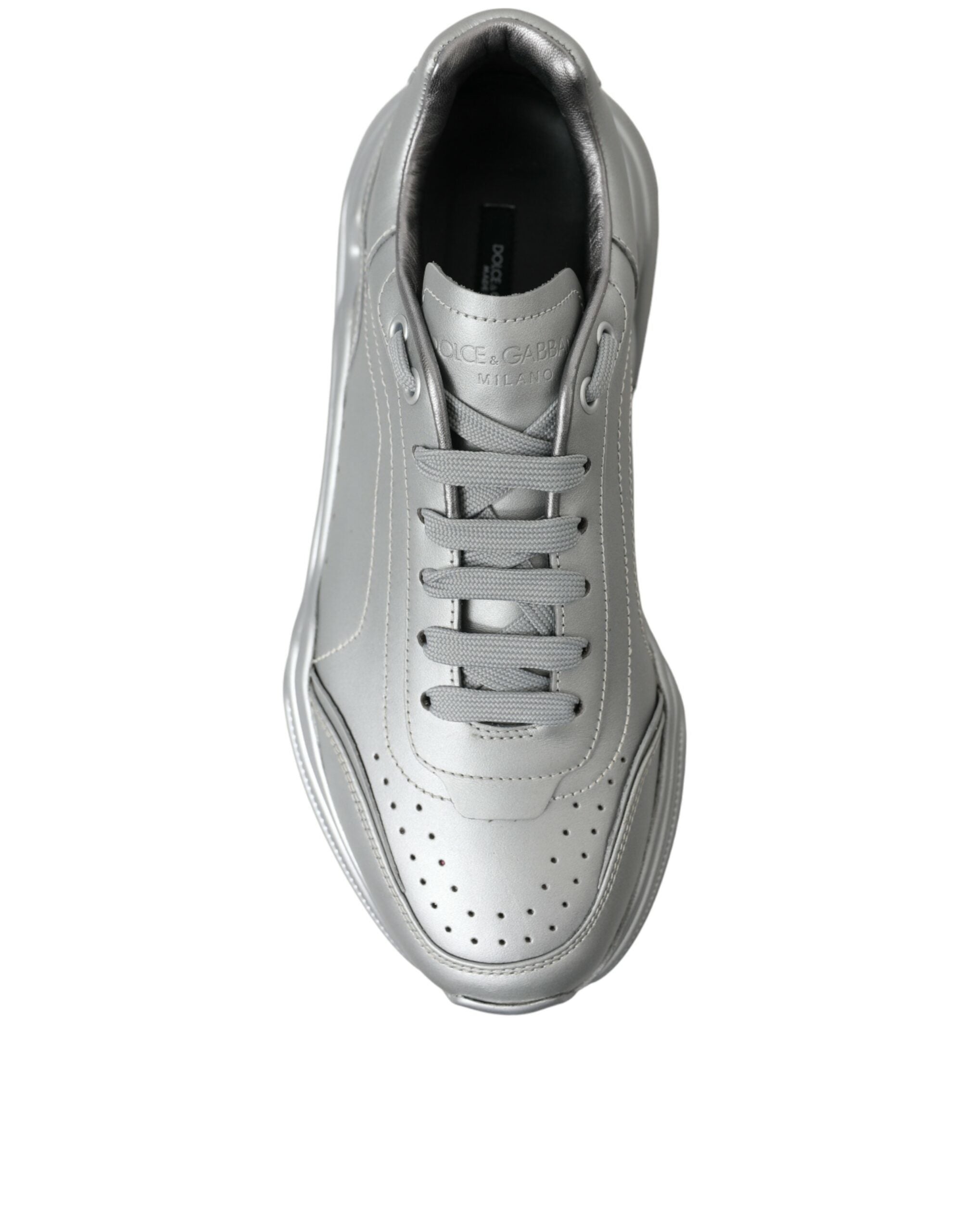 Dolce & Gabbana Silver DAYMASTER Leather Men Casual Sneakers Shoes - DEA STILOSA MILANO