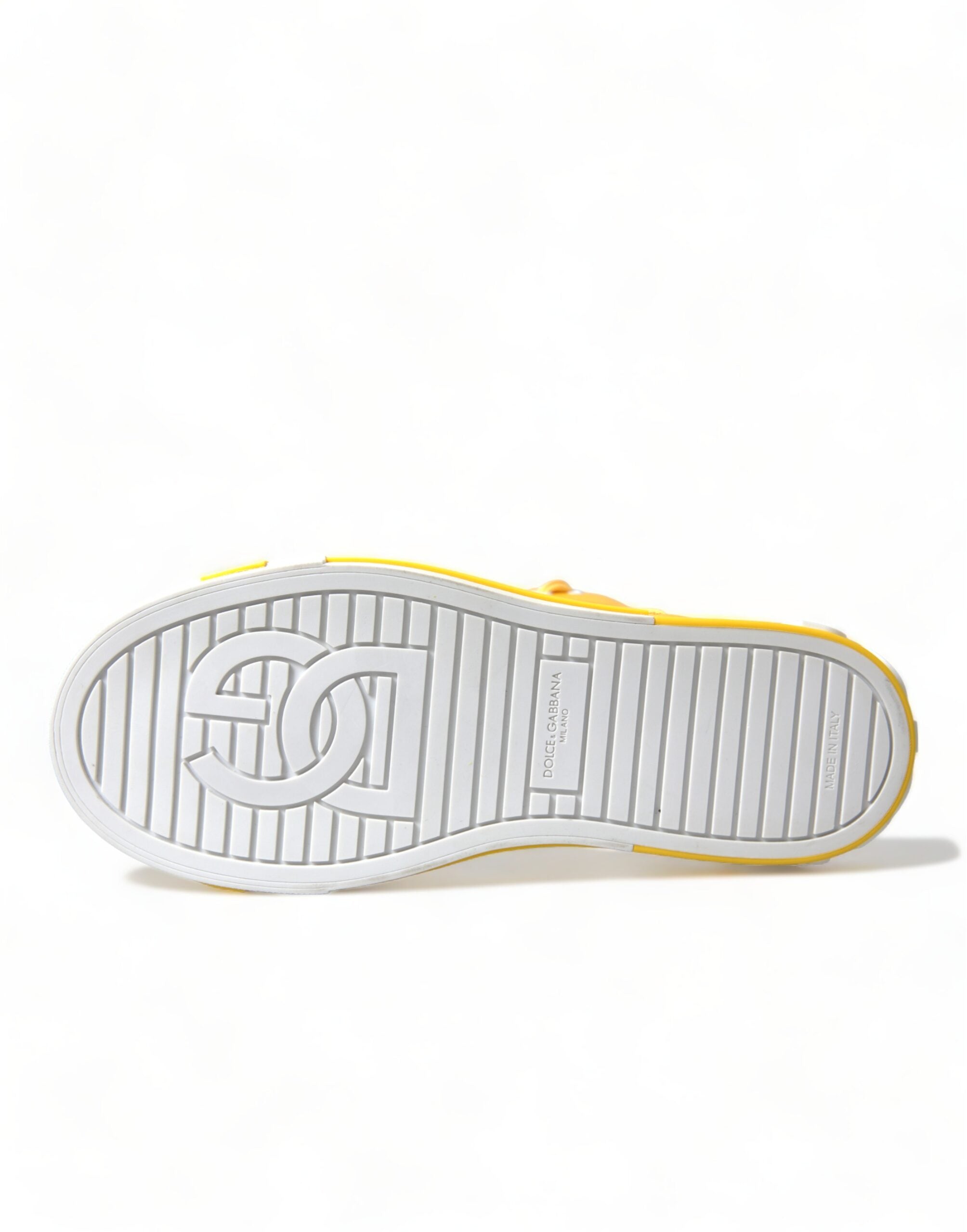 Dolce & Gabbana Yellow White Leather High Top Sneakers Shoes - DEA STILOSA MILANO