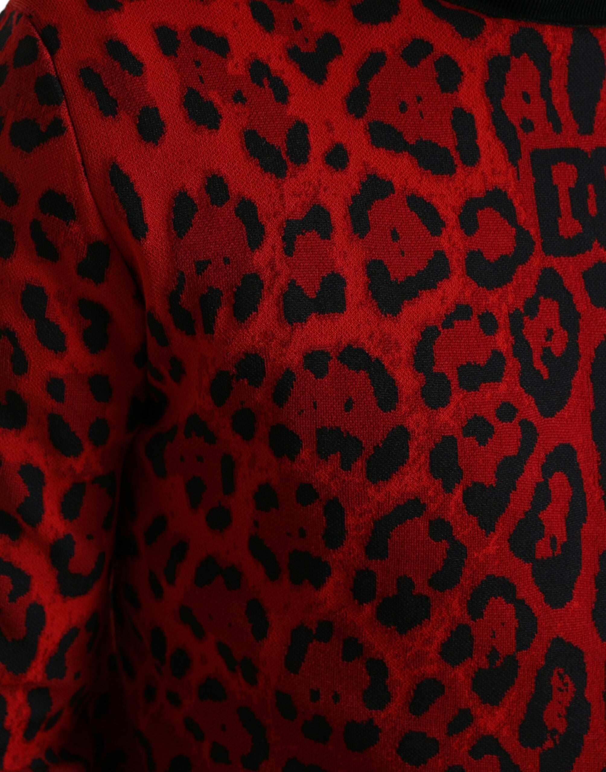 Dolce & Gabbana Red Leopard Print Turtleneck Pullover Sweater - DEA STILOSA MILANO