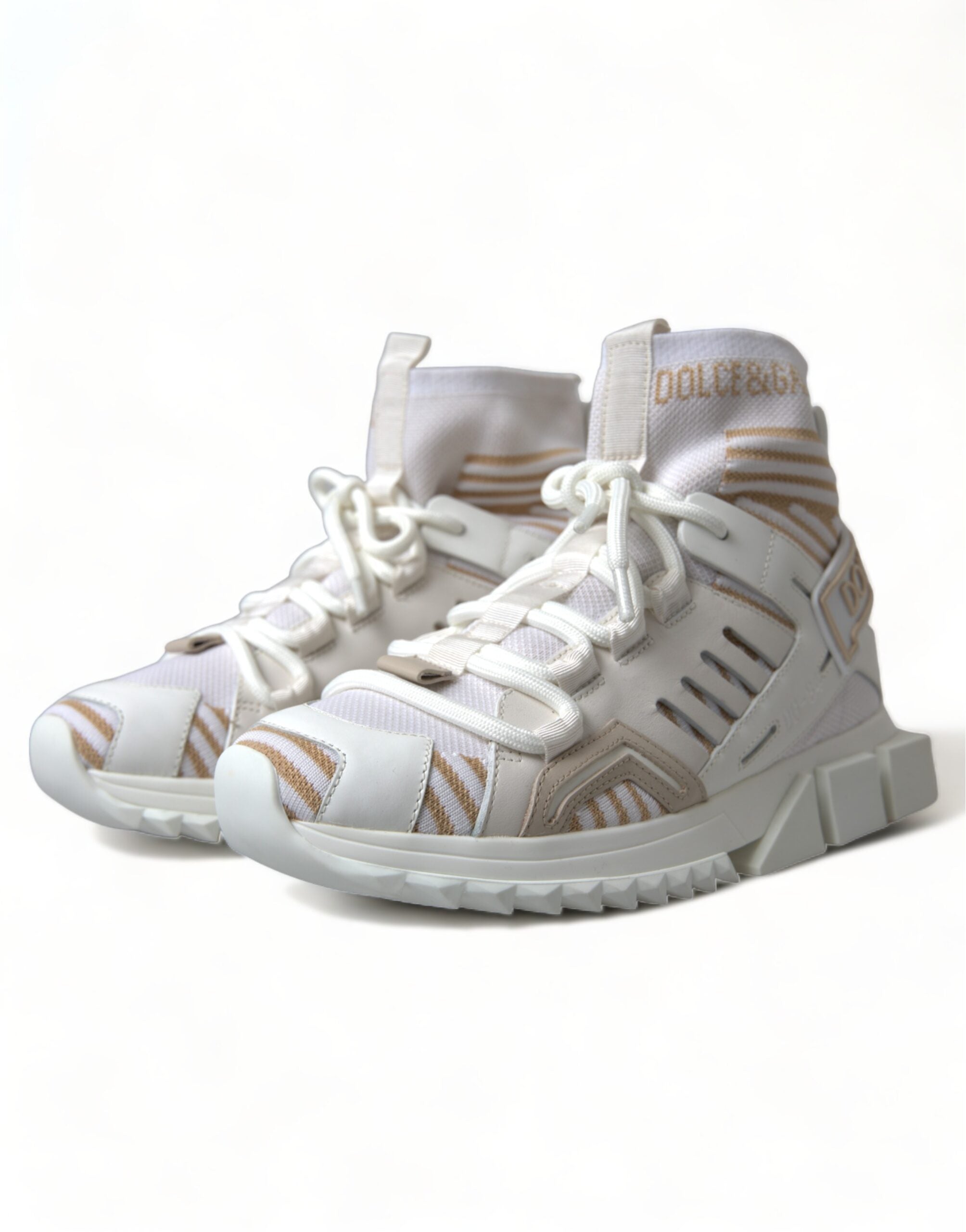 Dolce & Gabbana White Beige Sorrento Socks Sneakers Shoes - DEA STILOSA MILANO