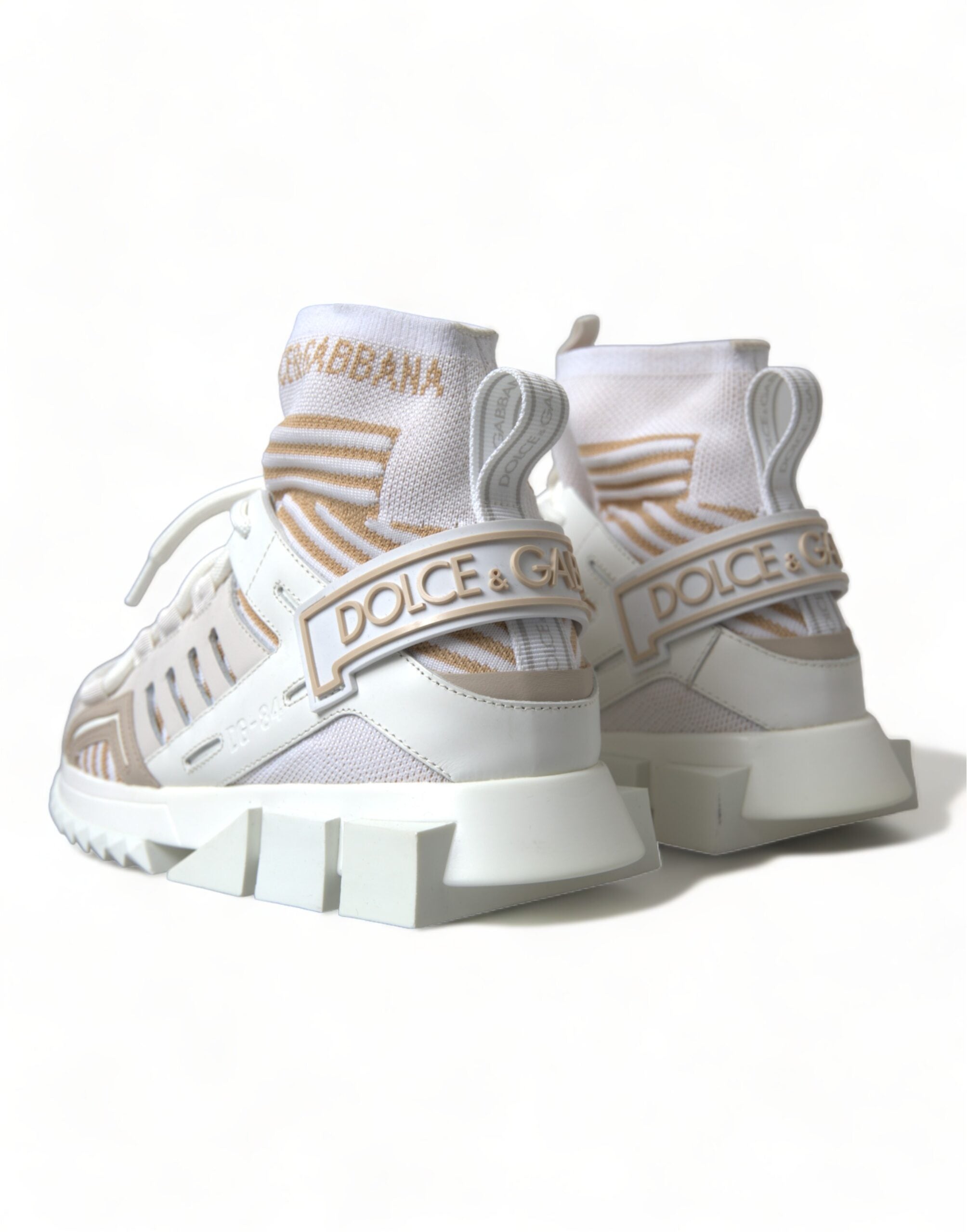 Dolce & Gabbana White Beige Sorrento Socks Sneakers Shoes - DEA STILOSA MILANO