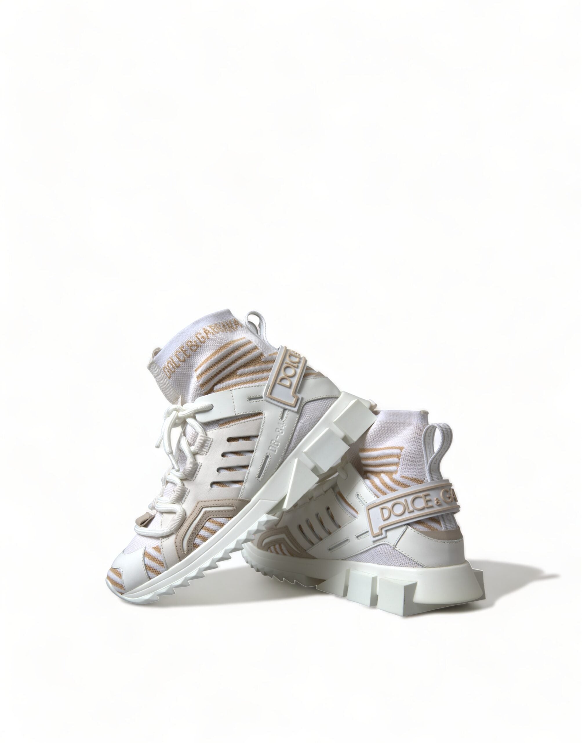 Dolce & Gabbana White Beige Sorrento Socks Sneakers Shoes - DEA STILOSA MILANO
