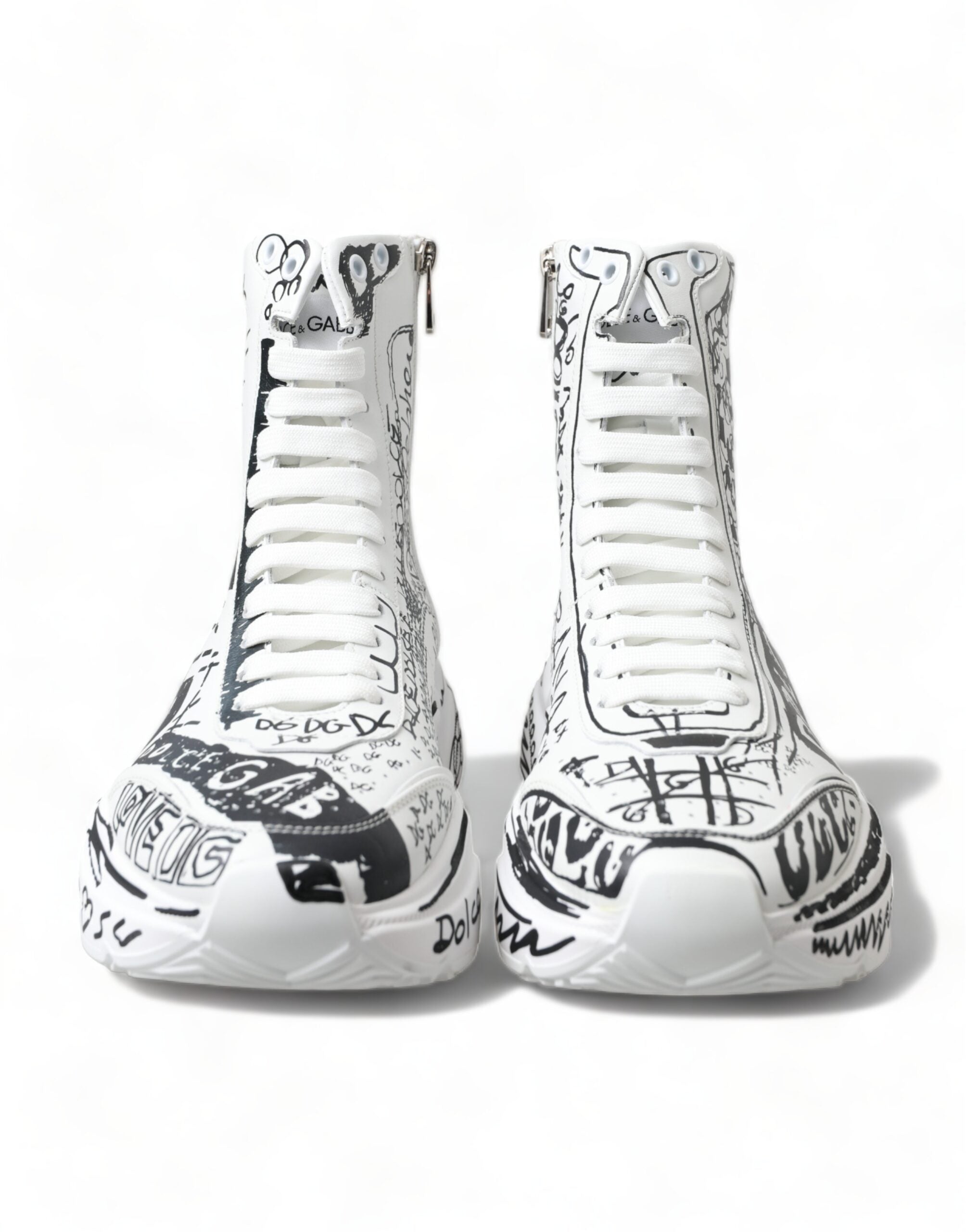 Dolce & Gabbana White Black Graffiti Daymaster Sneakers Shoes - DEA STILOSA MILANO