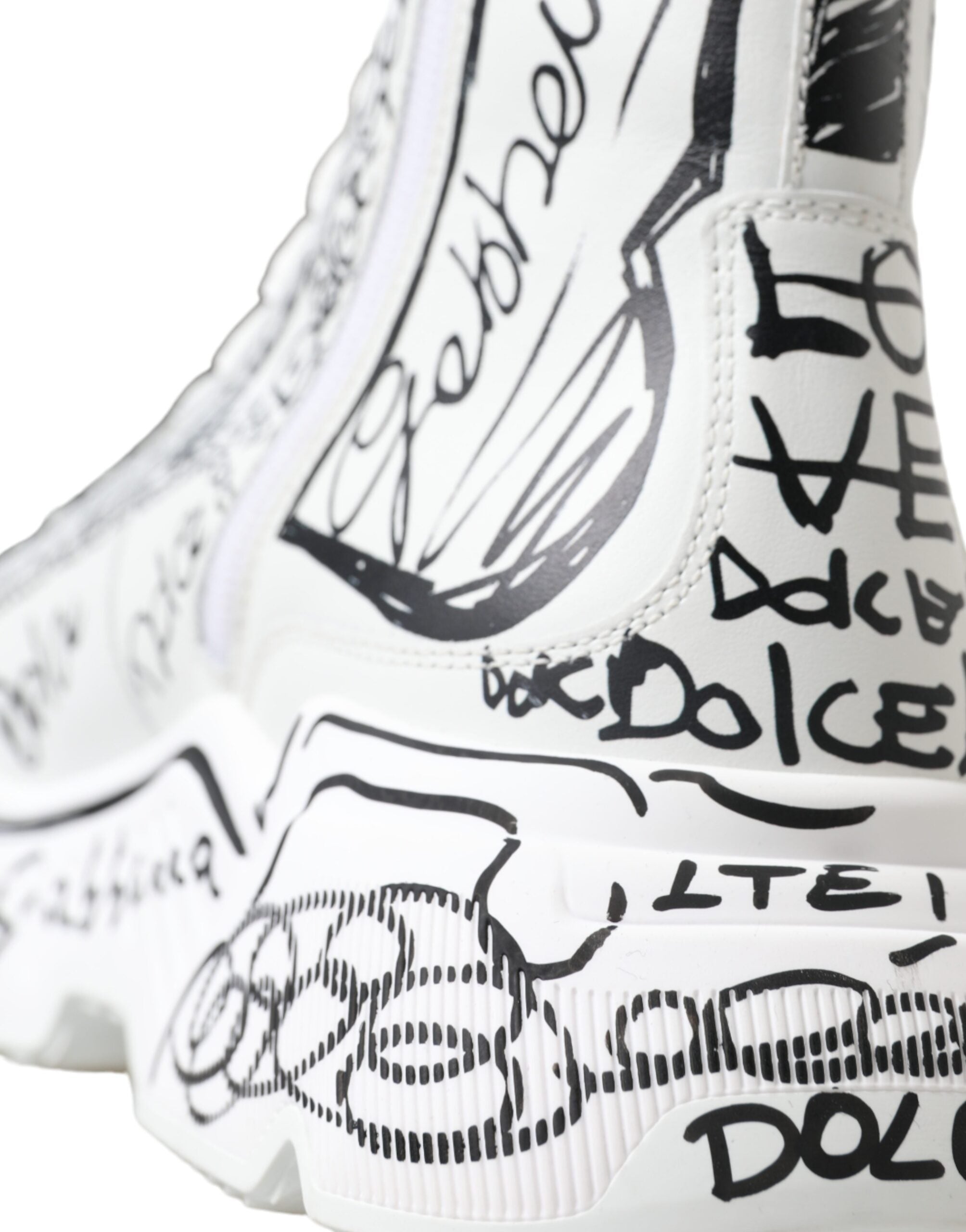 Dolce & Gabbana White Black Graffiti Daymaster Sneakers Shoes - DEA STILOSA MILANO