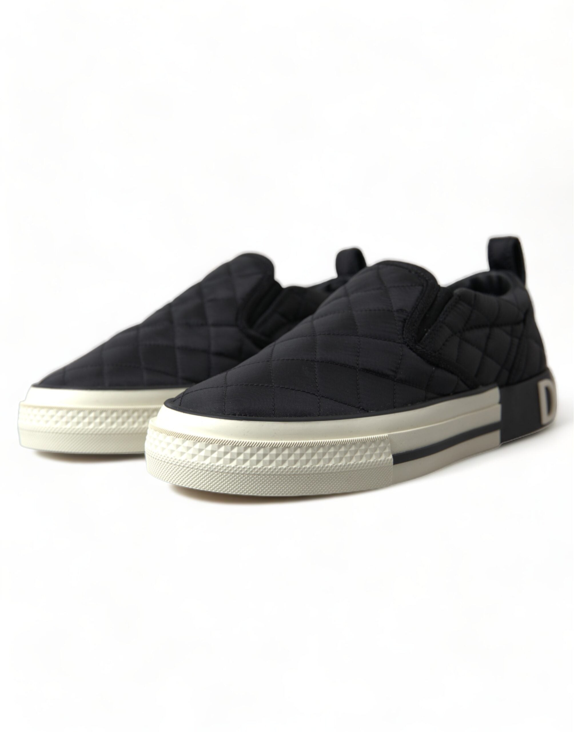 Dolce & Gabbana Black Quilted Slip On Low Top Sneakers Shoes - DEA STILOSA MILANO