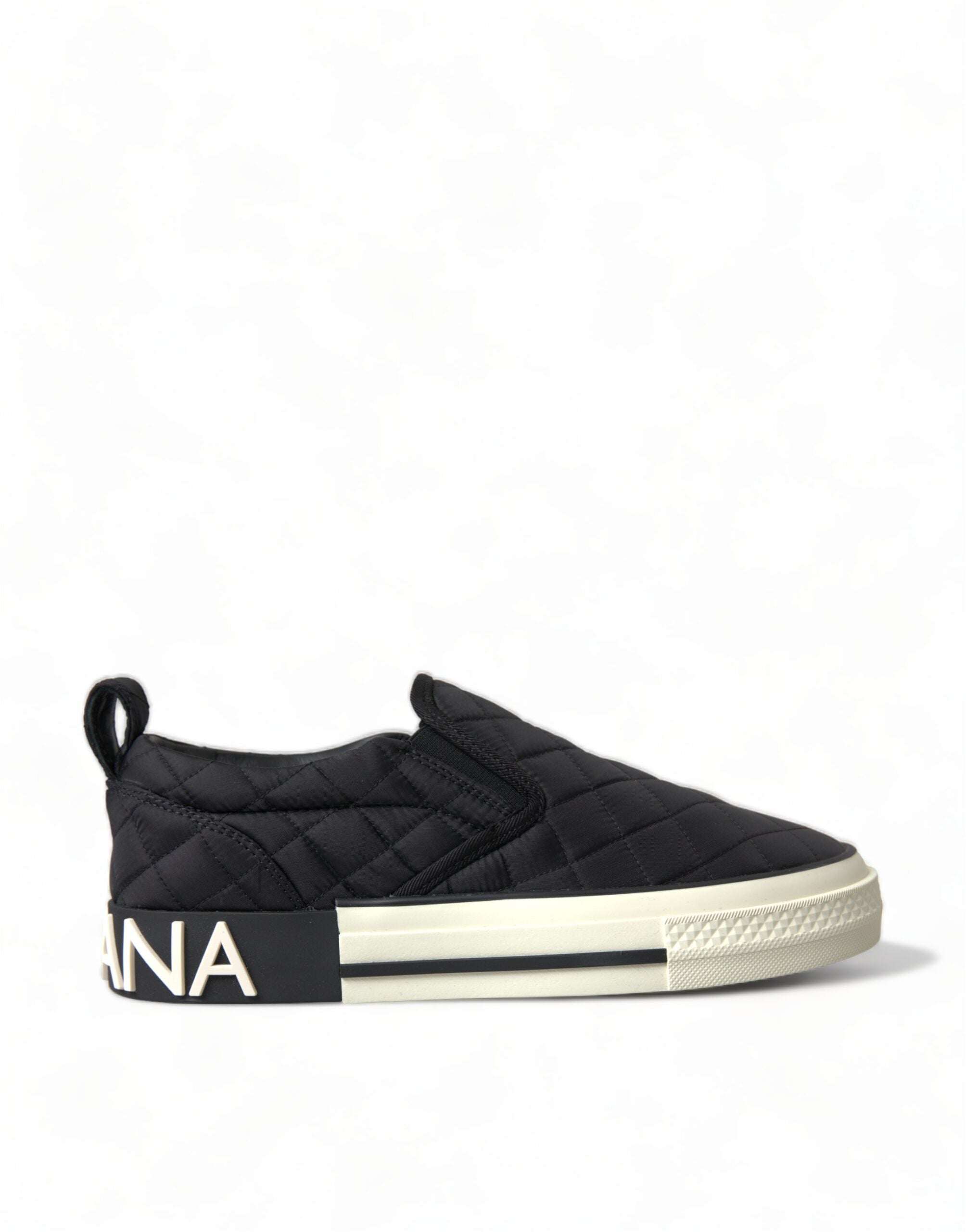 Dolce & Gabbana Black Quilted Slip On Low Top Sneakers Shoes - DEA STILOSA MILANO