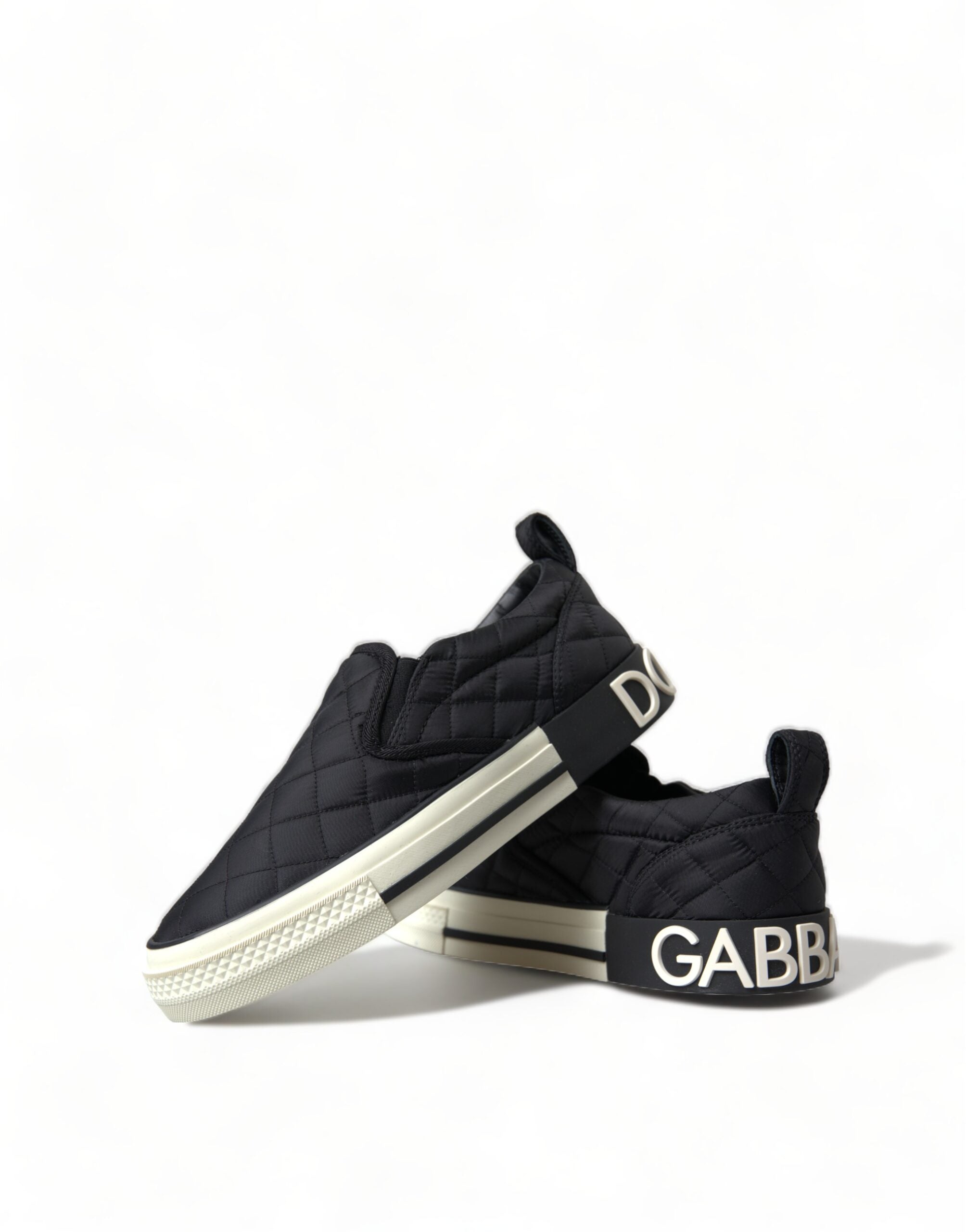 Dolce & Gabbana Black Quilted Slip On Low Top Sneakers Shoes - DEA STILOSA MILANO