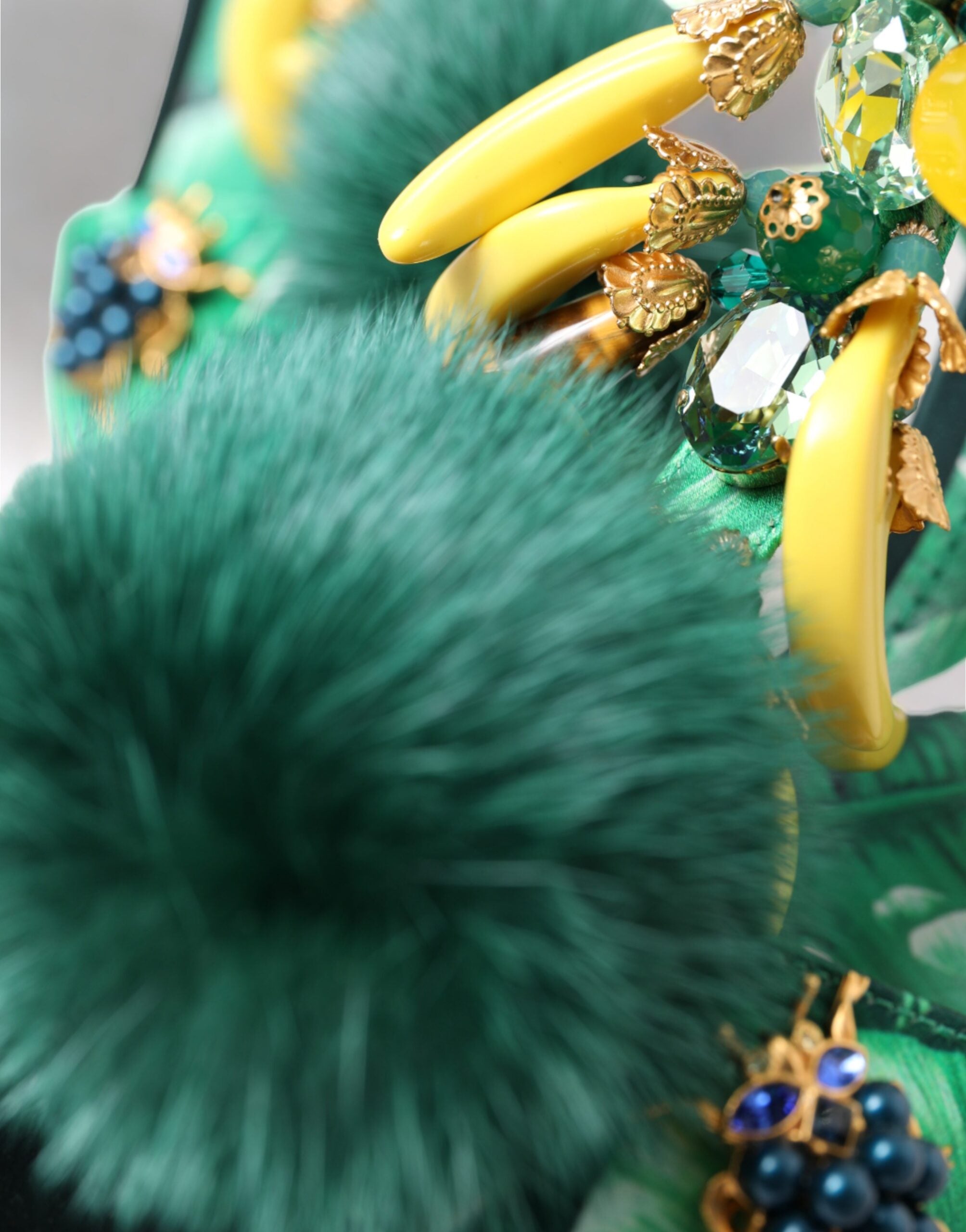 Dolce & Gabbana Green Banana Leaf Embellished T-Strap Sandals Shoes - DEA STILOSA MILANO