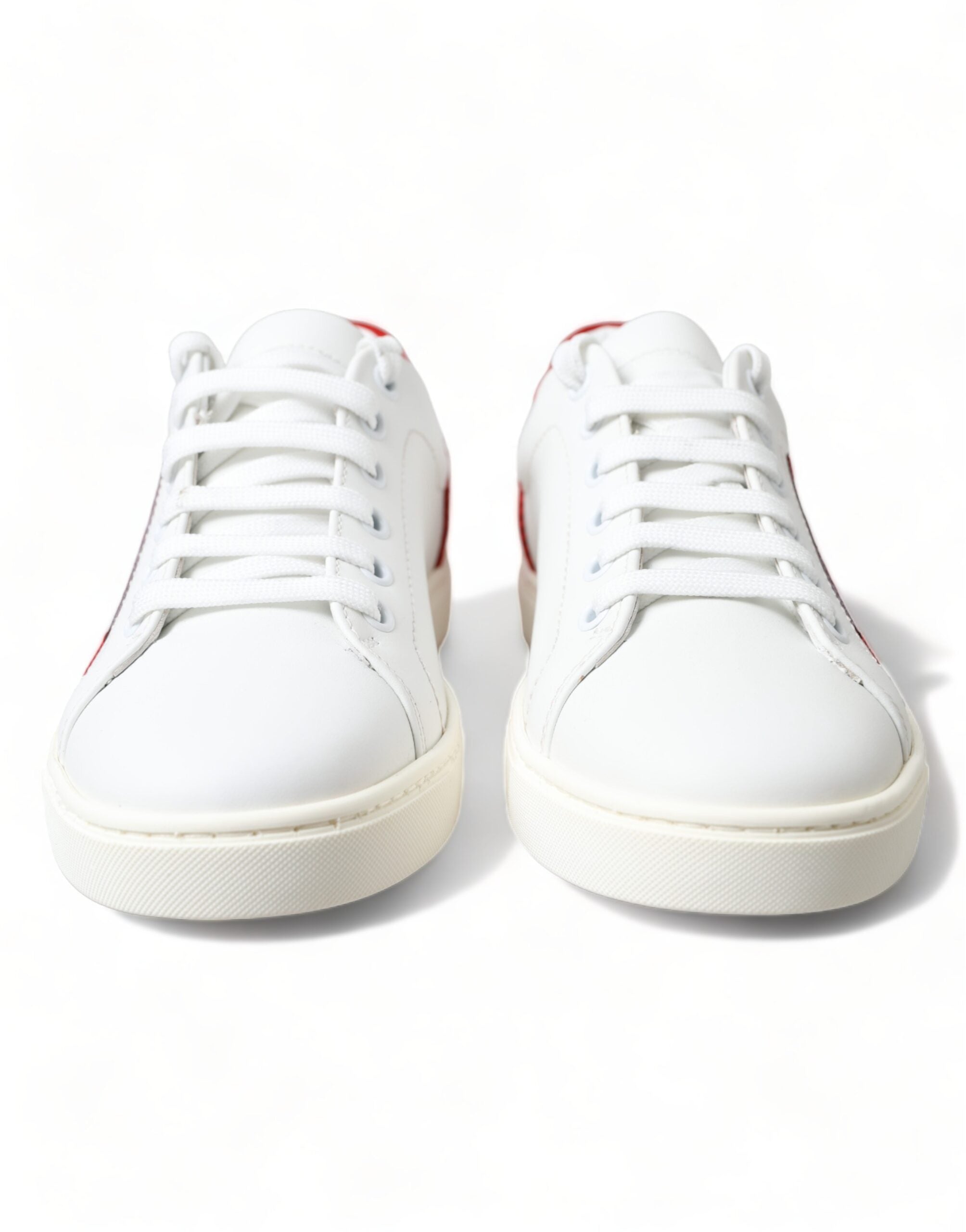 Dolce & Gabbana White Red Leather Low Top Sneakers Shoes - DEA STILOSA MILANO
