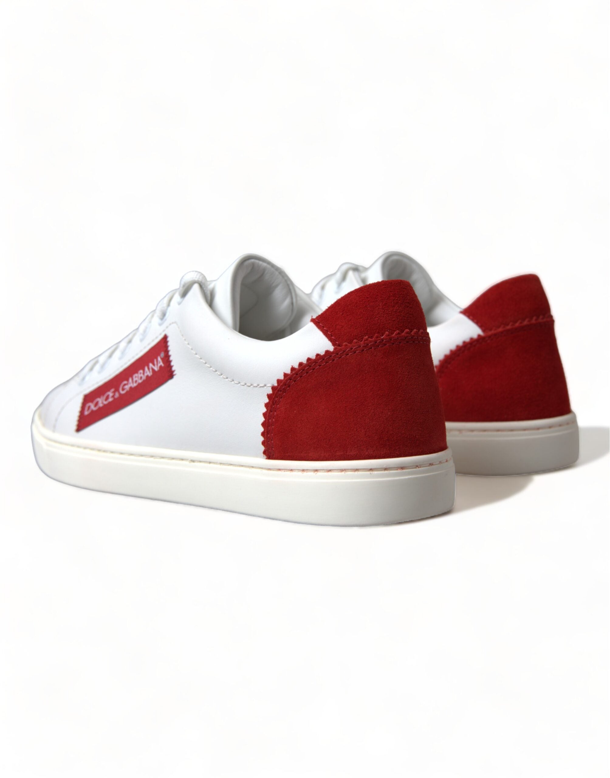 Dolce & Gabbana White Red Leather Low Top Sneakers Shoes - DEA STILOSA MILANO