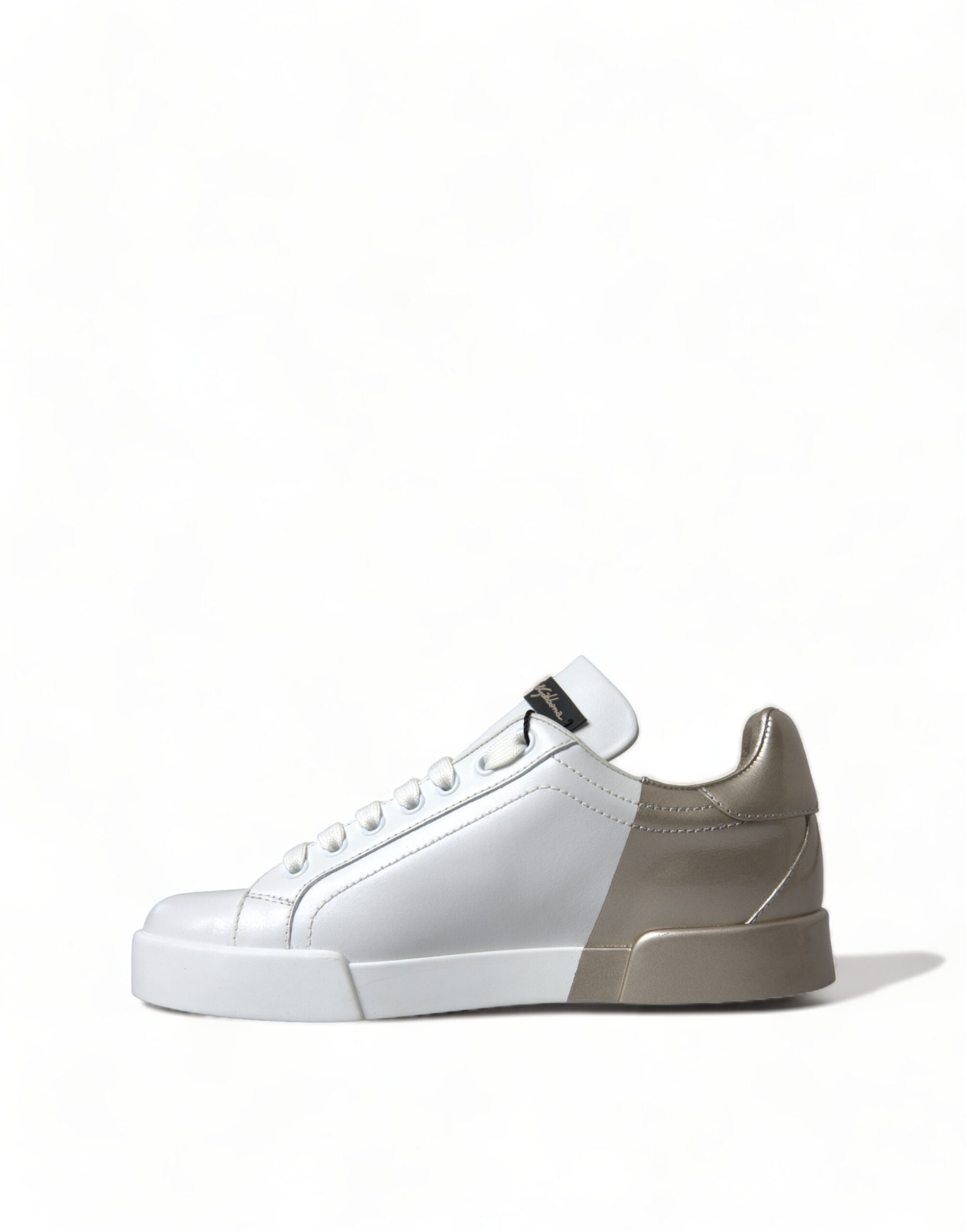 Dolce & Gabbana White Gold Lace Up Womens Low Top Sneakers - DEA STILOSA MILANO
